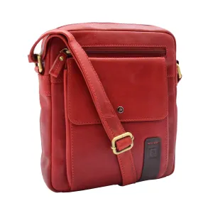 DR359 Men's Leather Cross Body Travel Organiser Bag Bordo