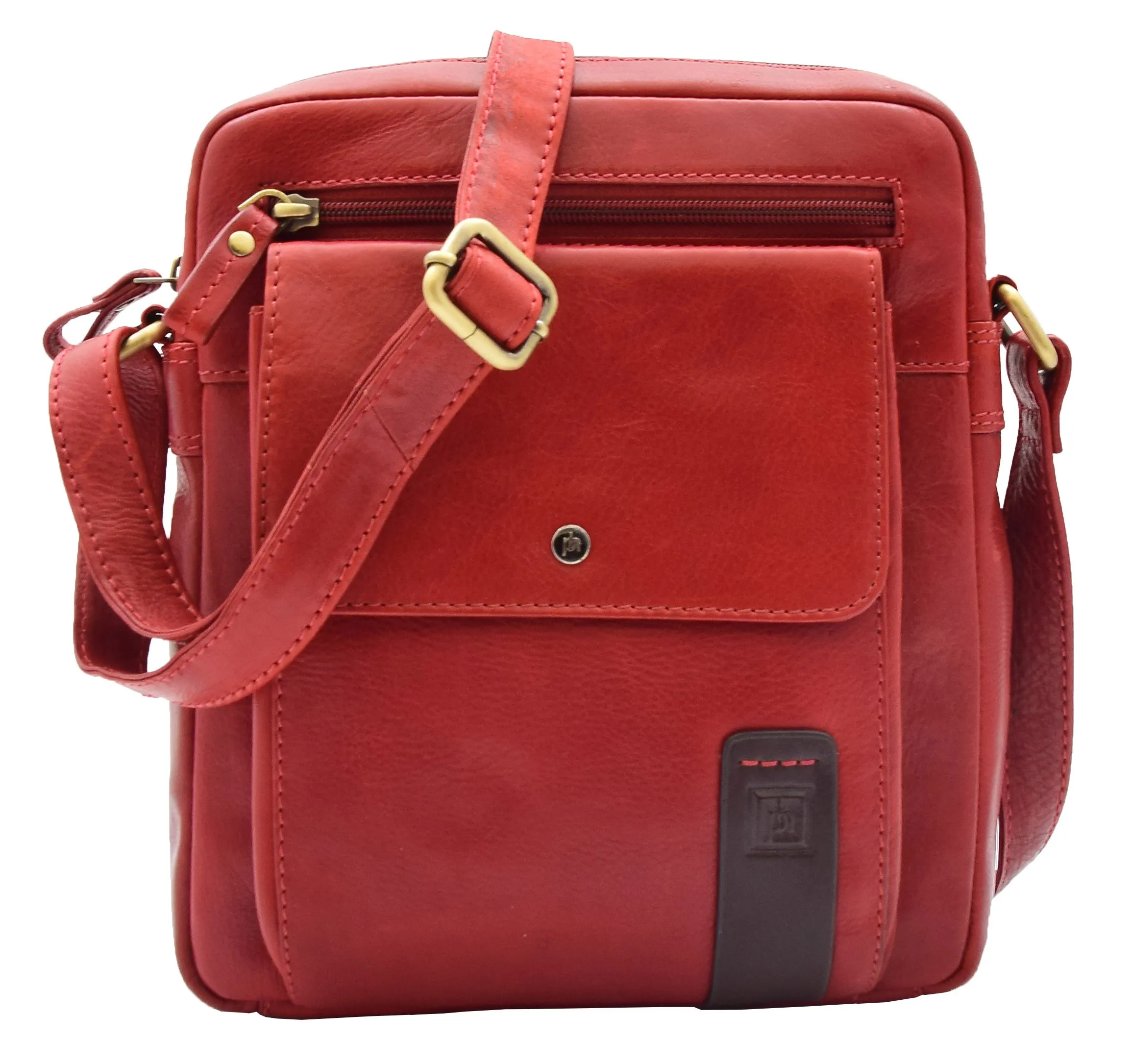 DR359 Men's Leather Cross Body Travel Organiser Bag Bordo