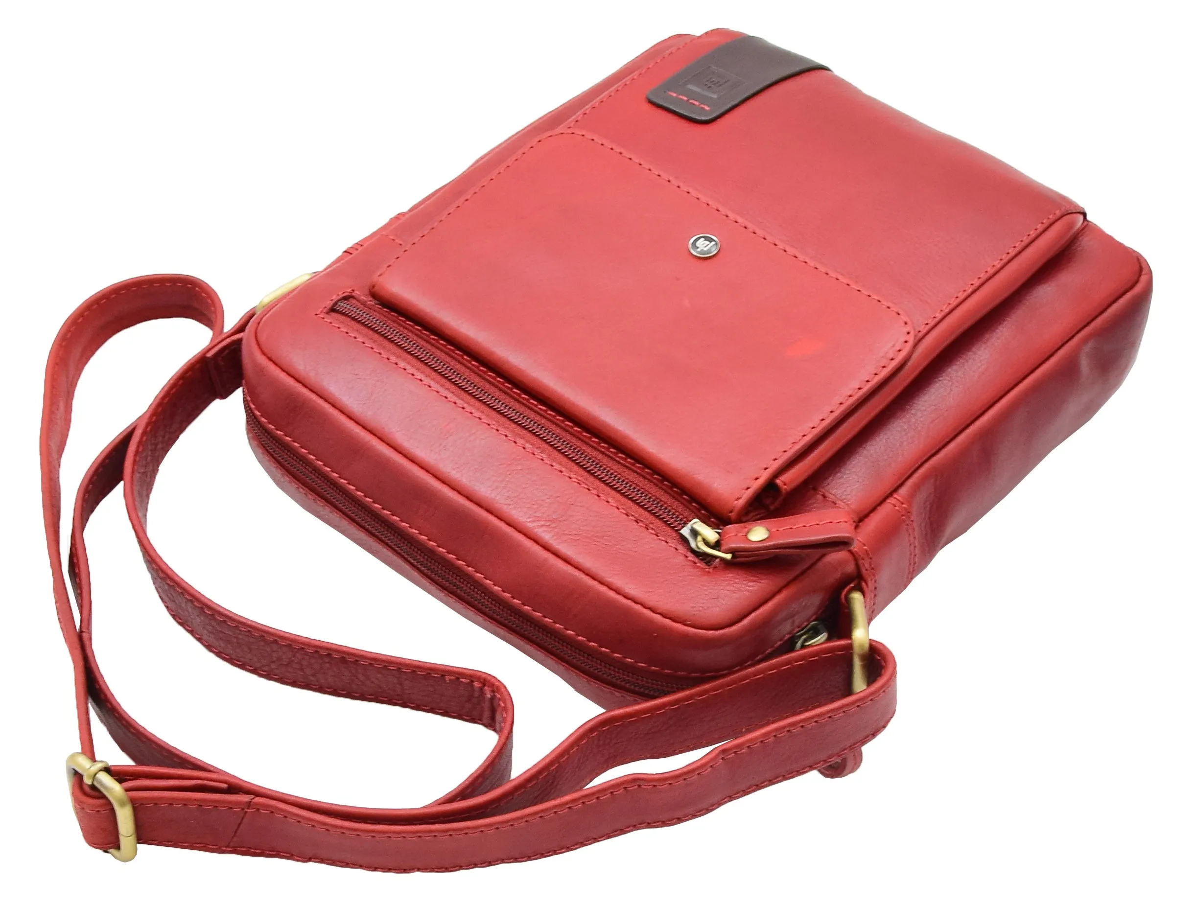 DR359 Men's Leather Cross Body Travel Organiser Bag Bordo