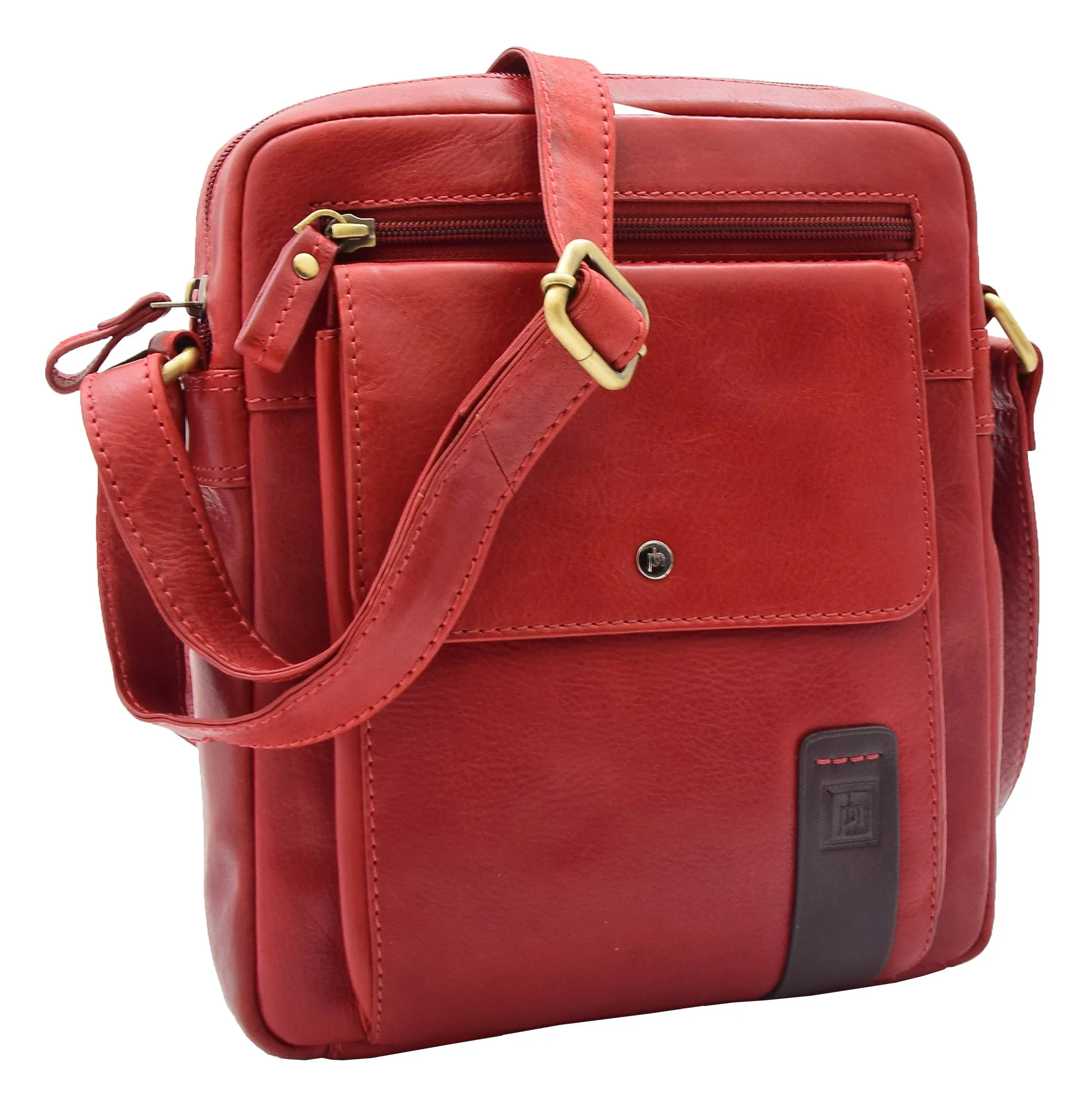 DR359 Men's Leather Cross Body Travel Organiser Bag Bordo