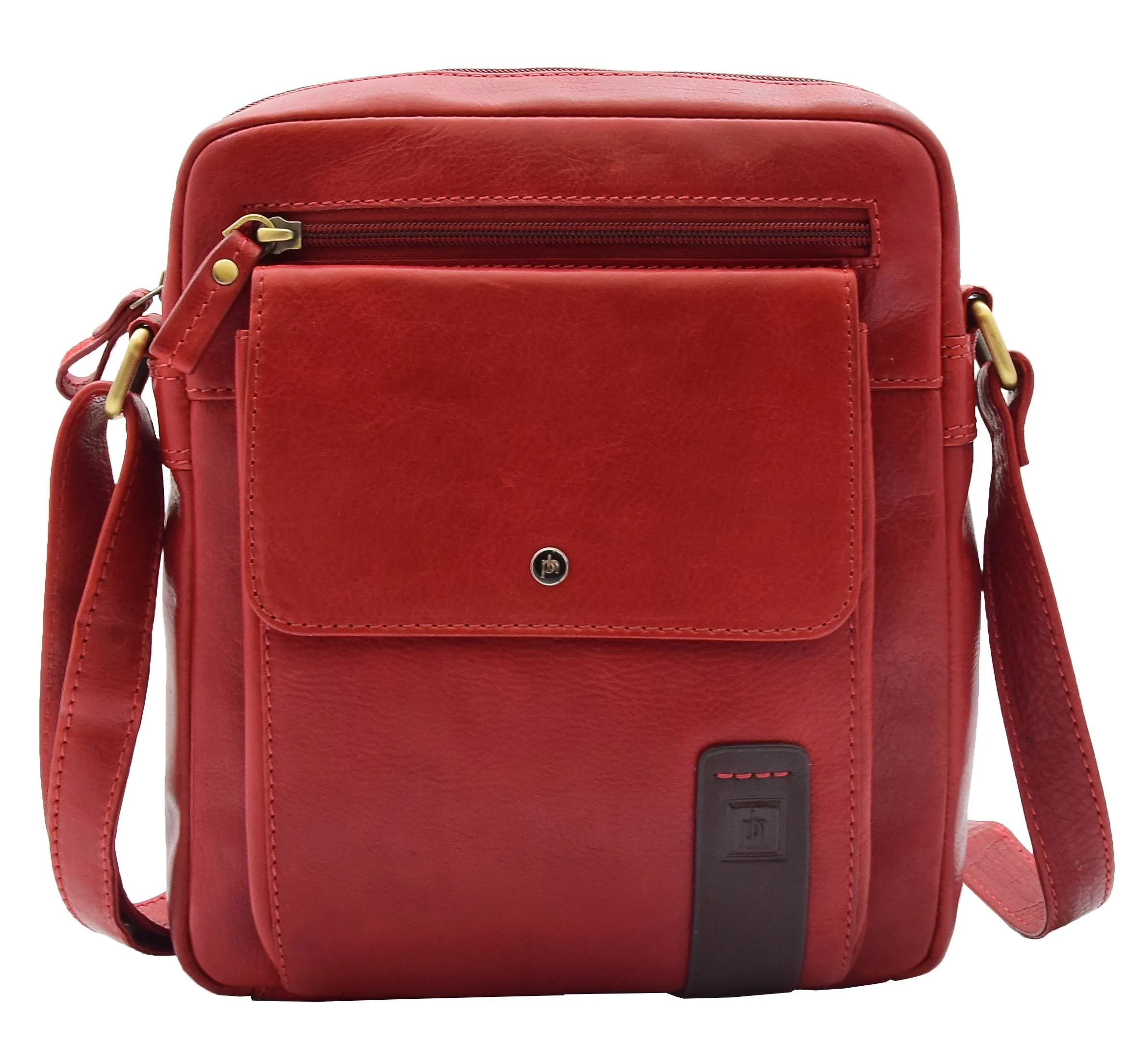 DR359 Men's Leather Cross Body Travel Organiser Bag Bordo