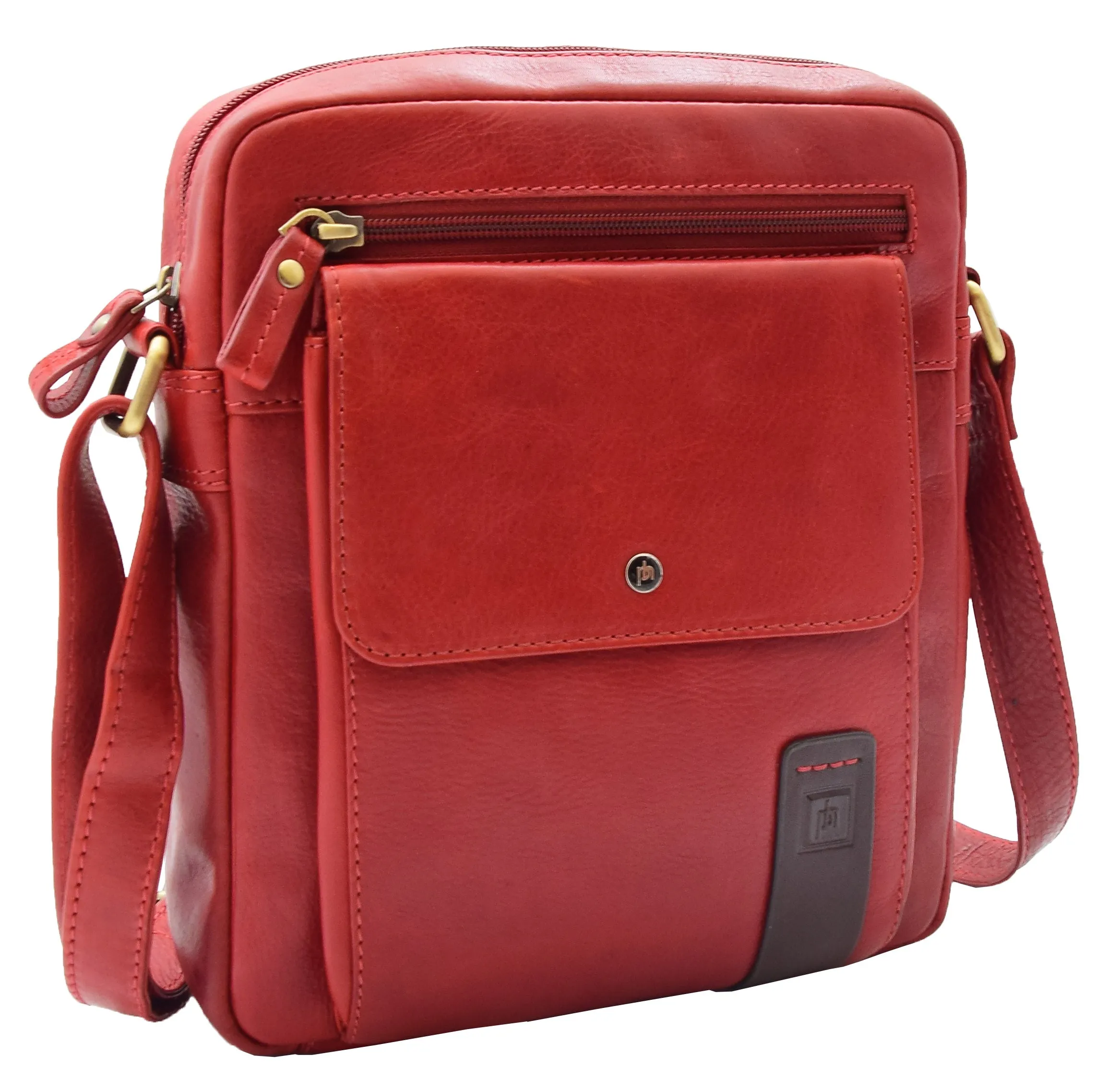 DR359 Men's Leather Cross Body Travel Organiser Bag Bordo