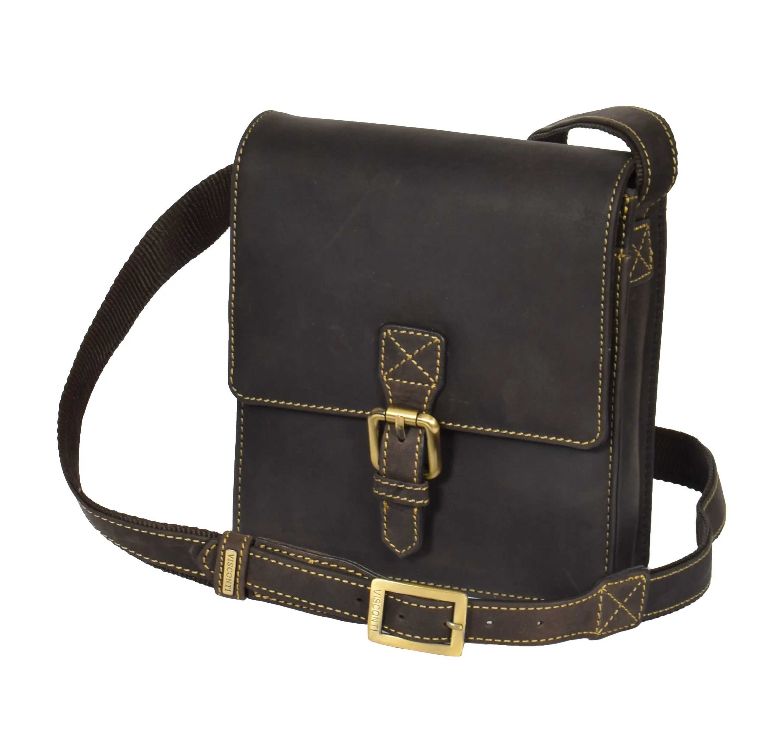 DR392 Small Cross Body Leather Pouch Travelling Bag Brown