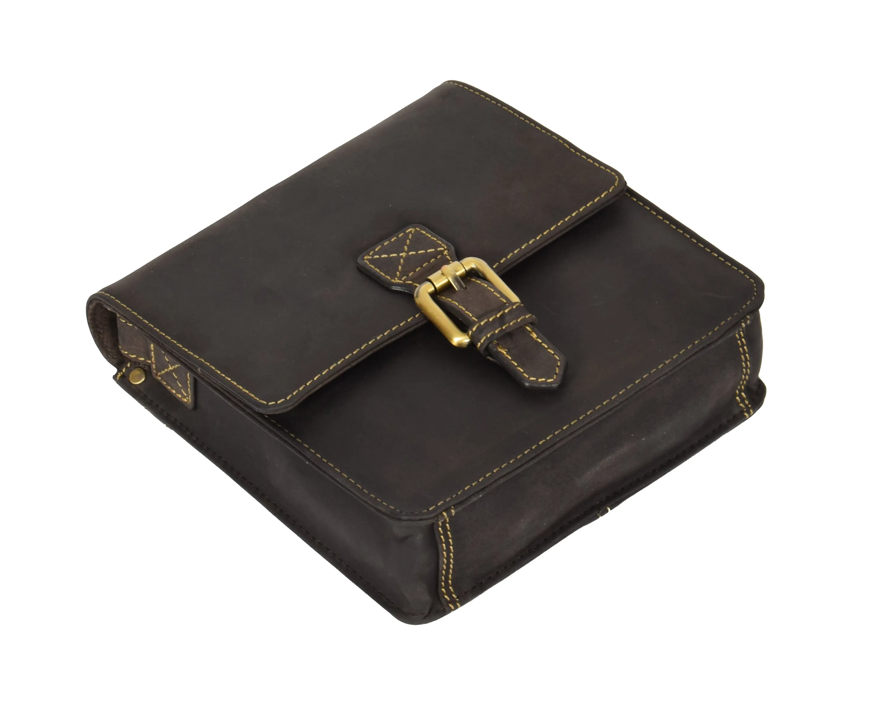 DR392 Small Cross Body Leather Pouch Travelling Bag Brown