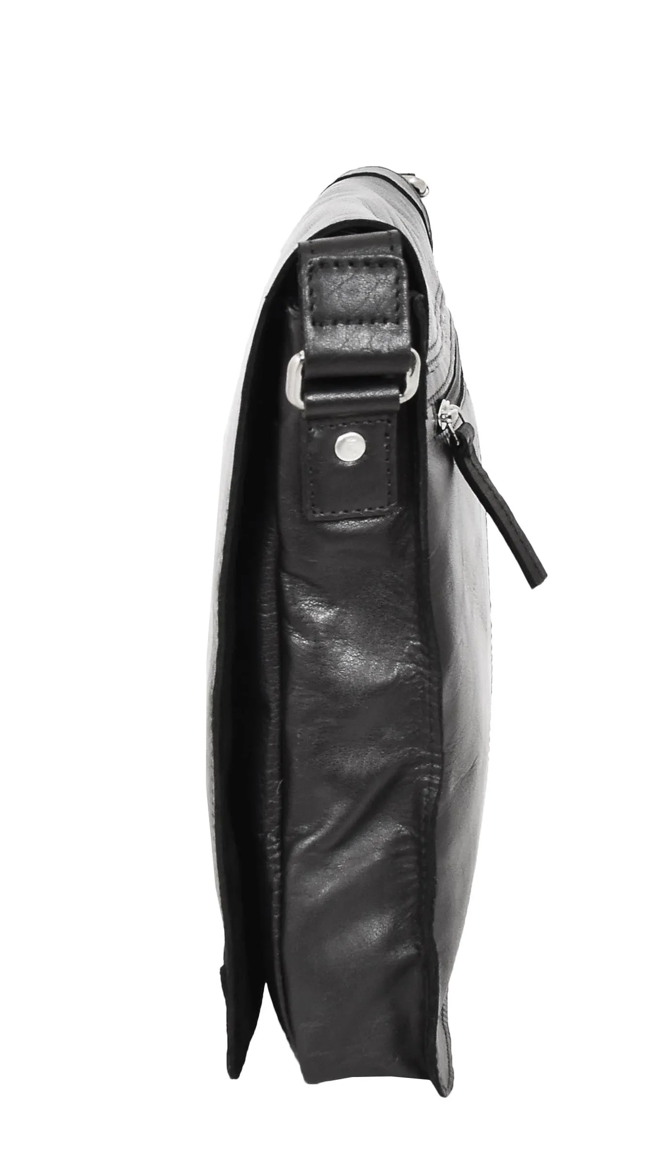 DR456 Men's Leather Flap Over Cross Body Bag Black