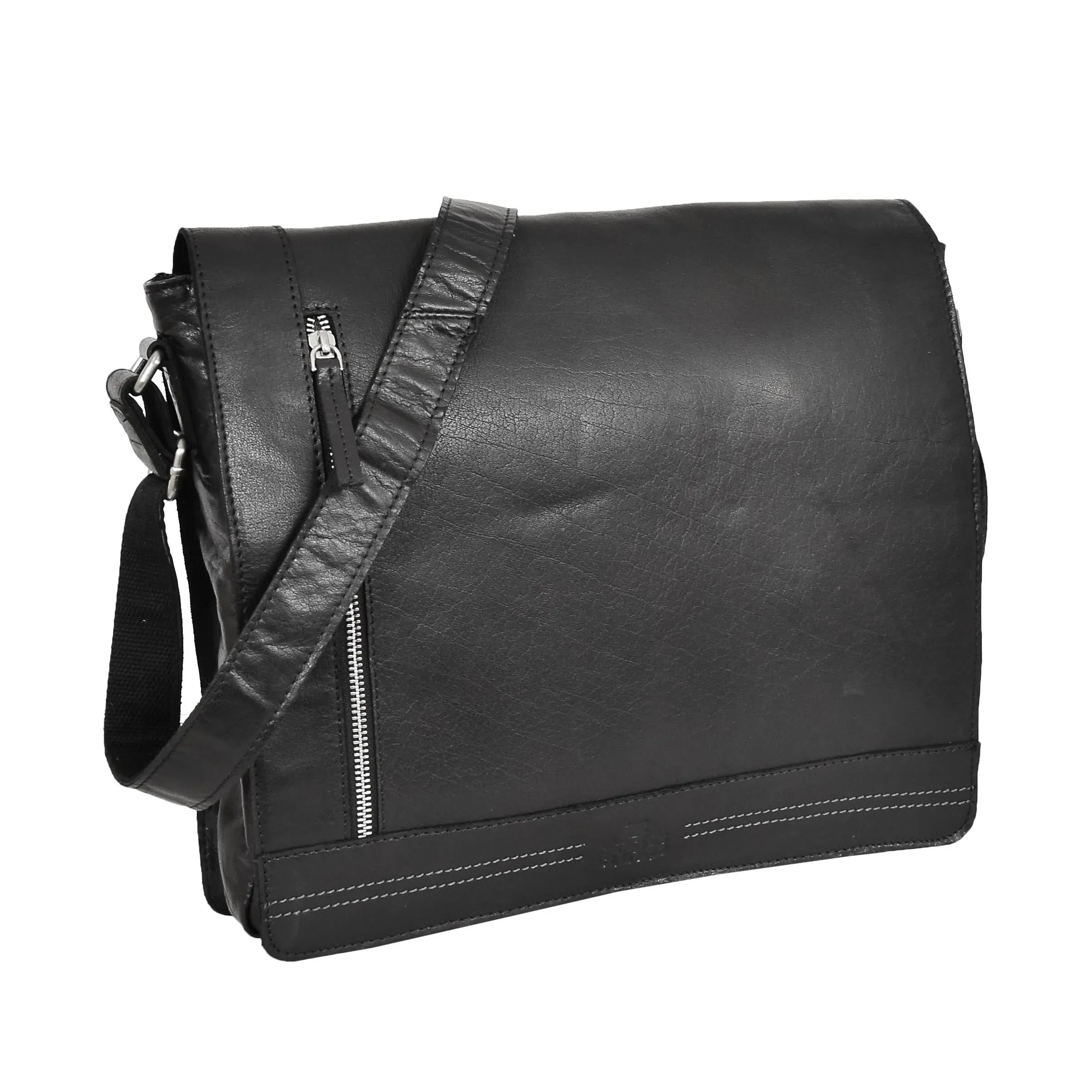 DR456 Men's Leather Flap Over Cross Body Bag Black