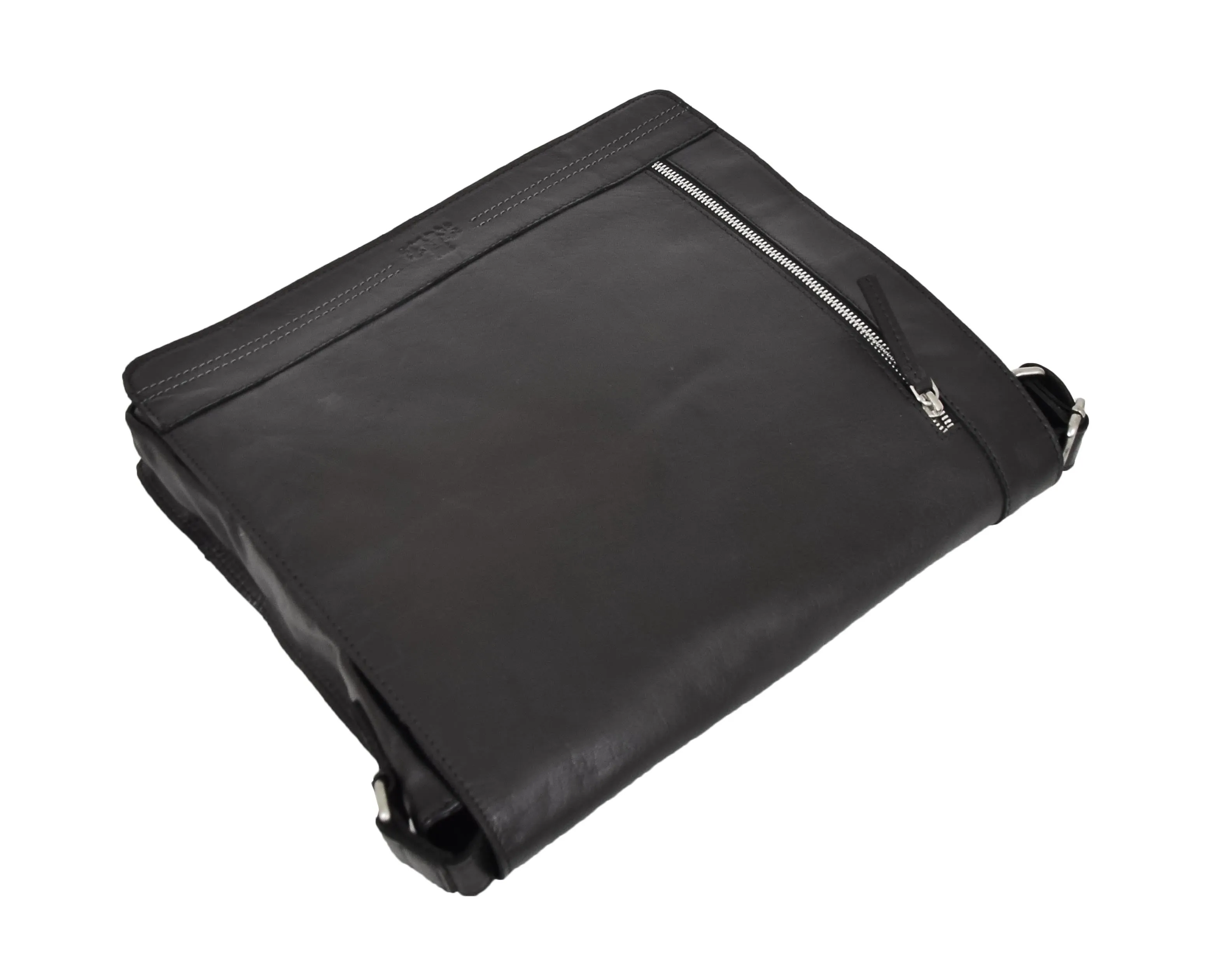 DR456 Men's Leather Flap Over Cross Body Bag Black