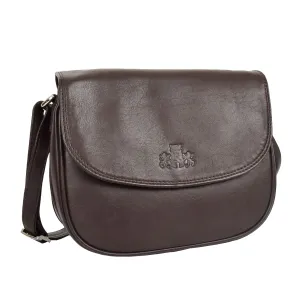 DR459 Women's Leather Cross Body Flap over Bag Brown