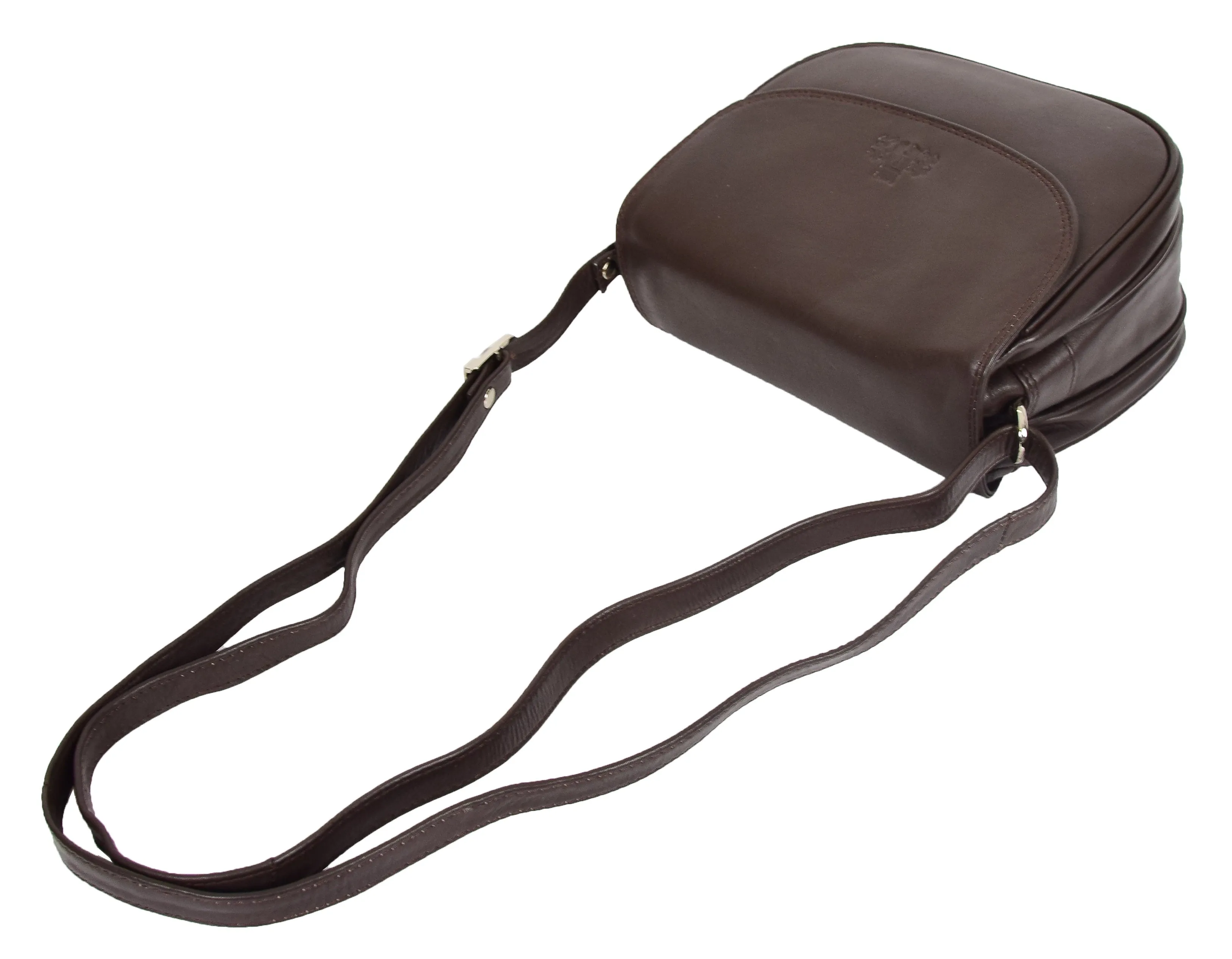 DR459 Women's Leather Cross Body Flap over Bag Brown