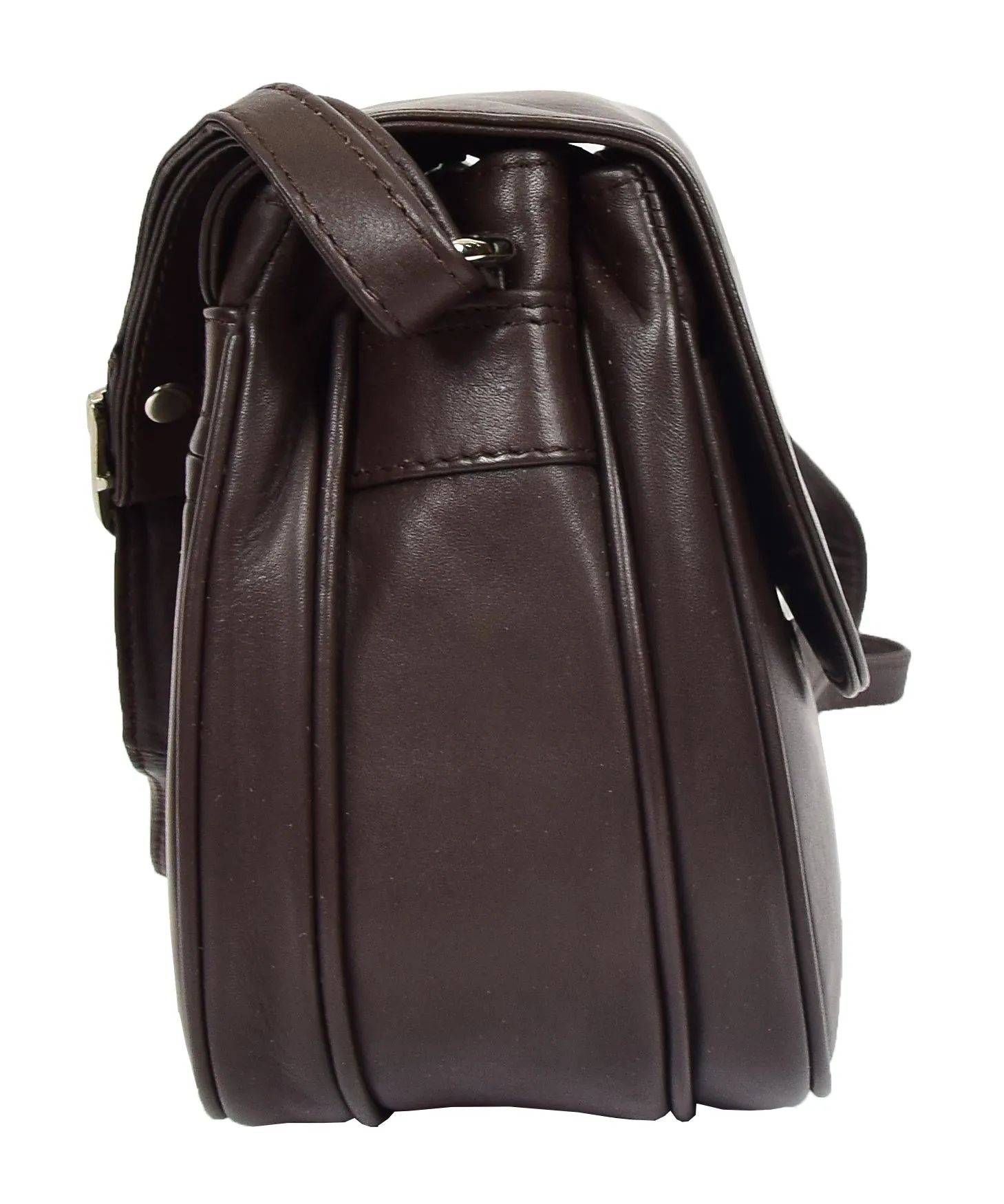 DR459 Women's Leather Cross Body Flap over Bag Brown