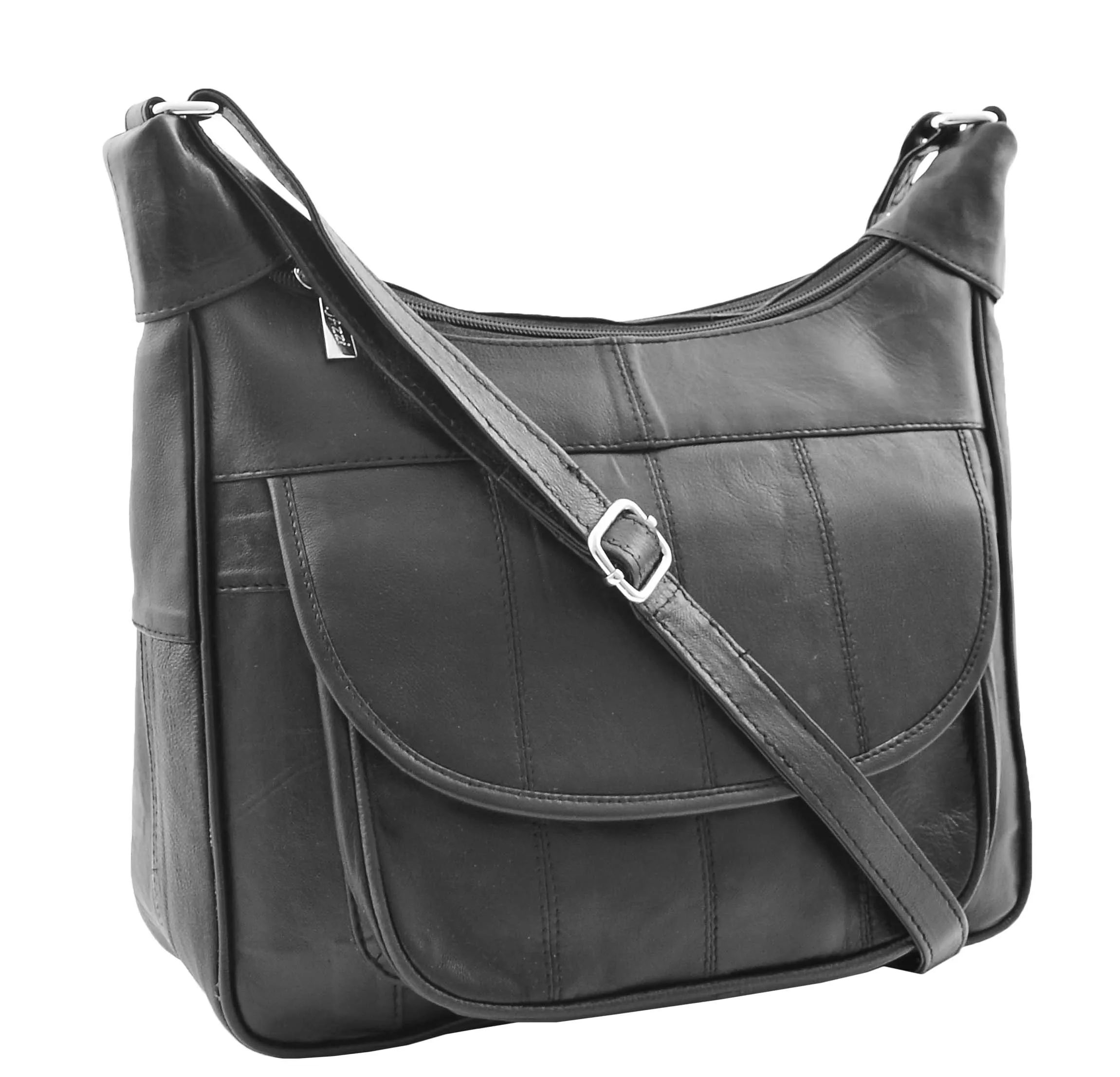DR468 Women's Leather Cross Body Organiser Bag Black