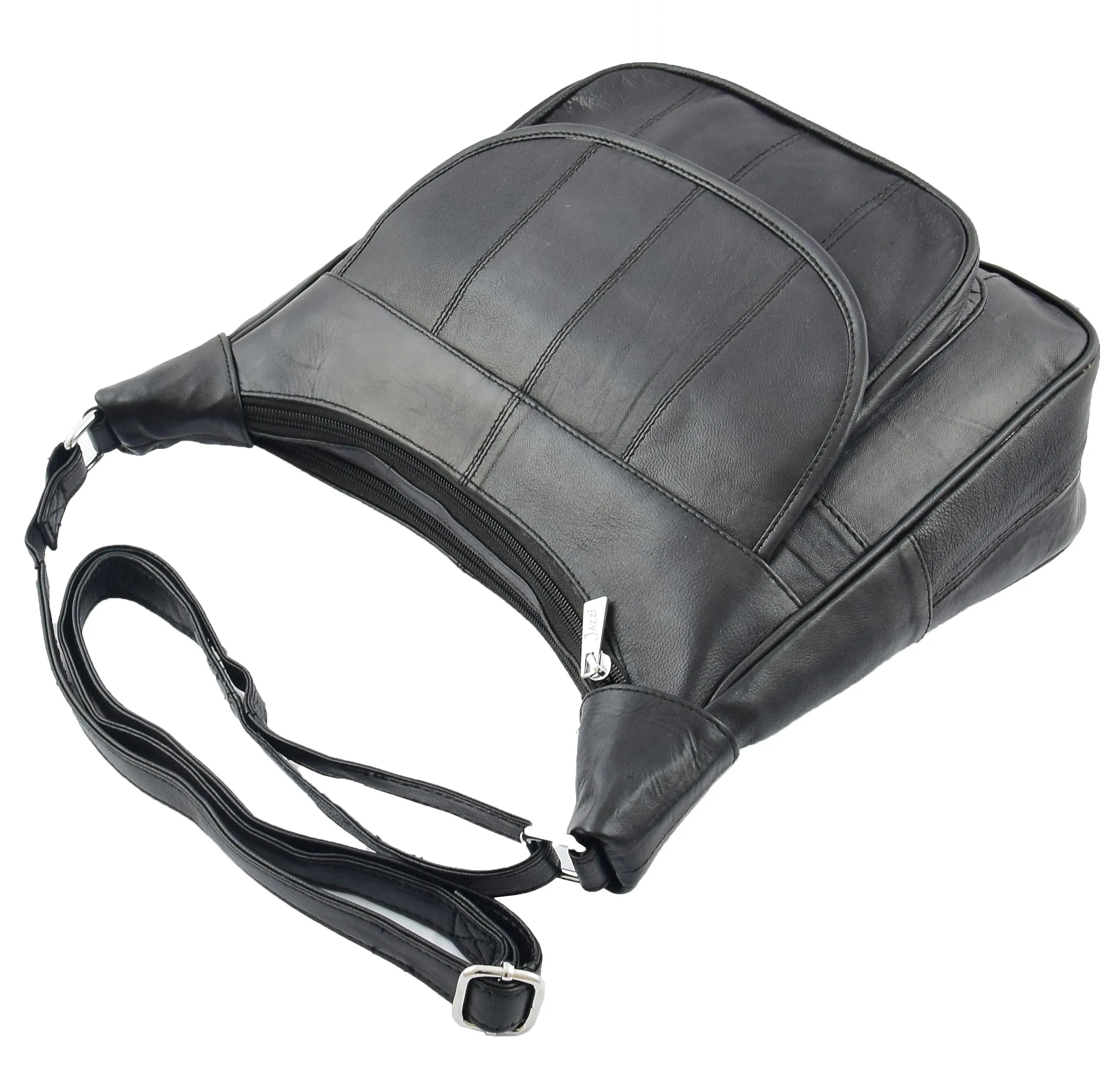 DR468 Women's Leather Cross Body Organiser Bag Black
