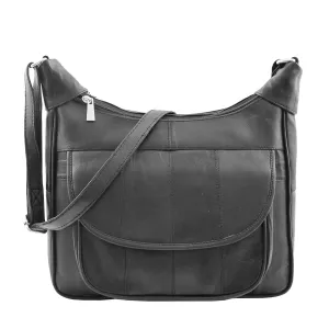 DR468 Women's Leather Cross Body Organiser Bag Black