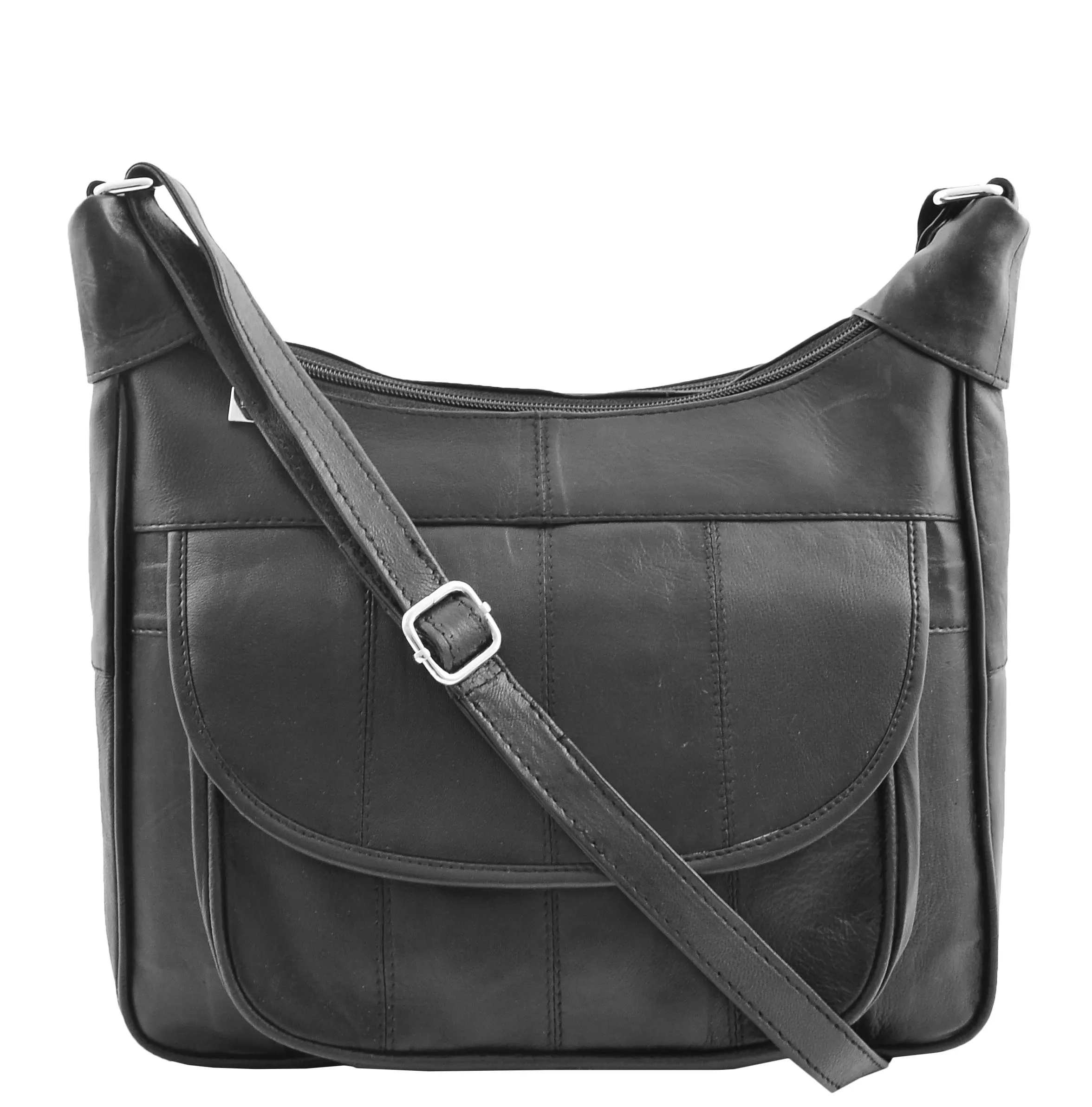 DR468 Women's Leather Cross Body Organiser Bag Black