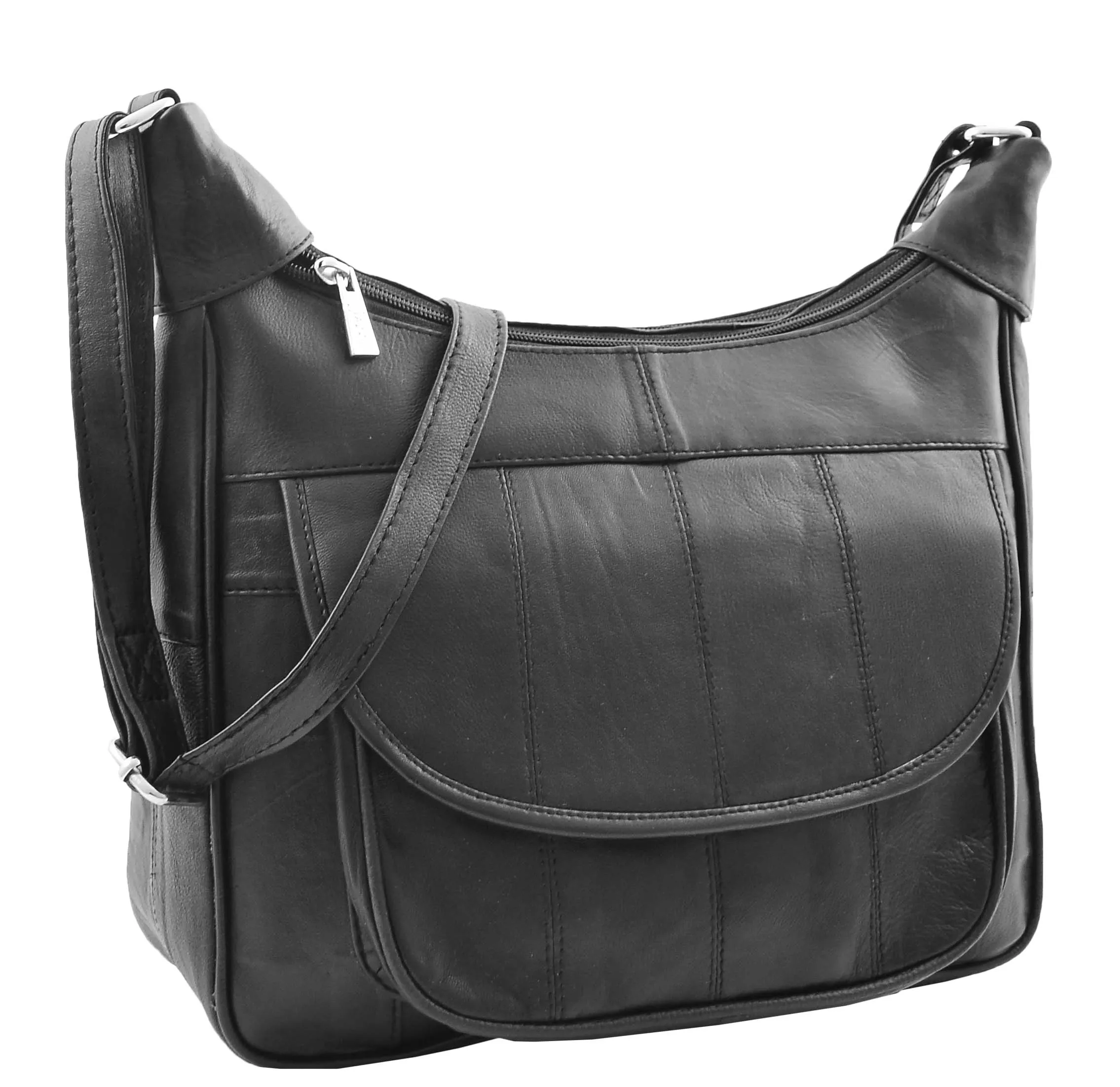 DR468 Women's Leather Cross Body Organiser Bag Black