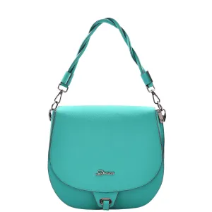 DR581 Women's Real Leather Twist Handle Shoulder Bag Green