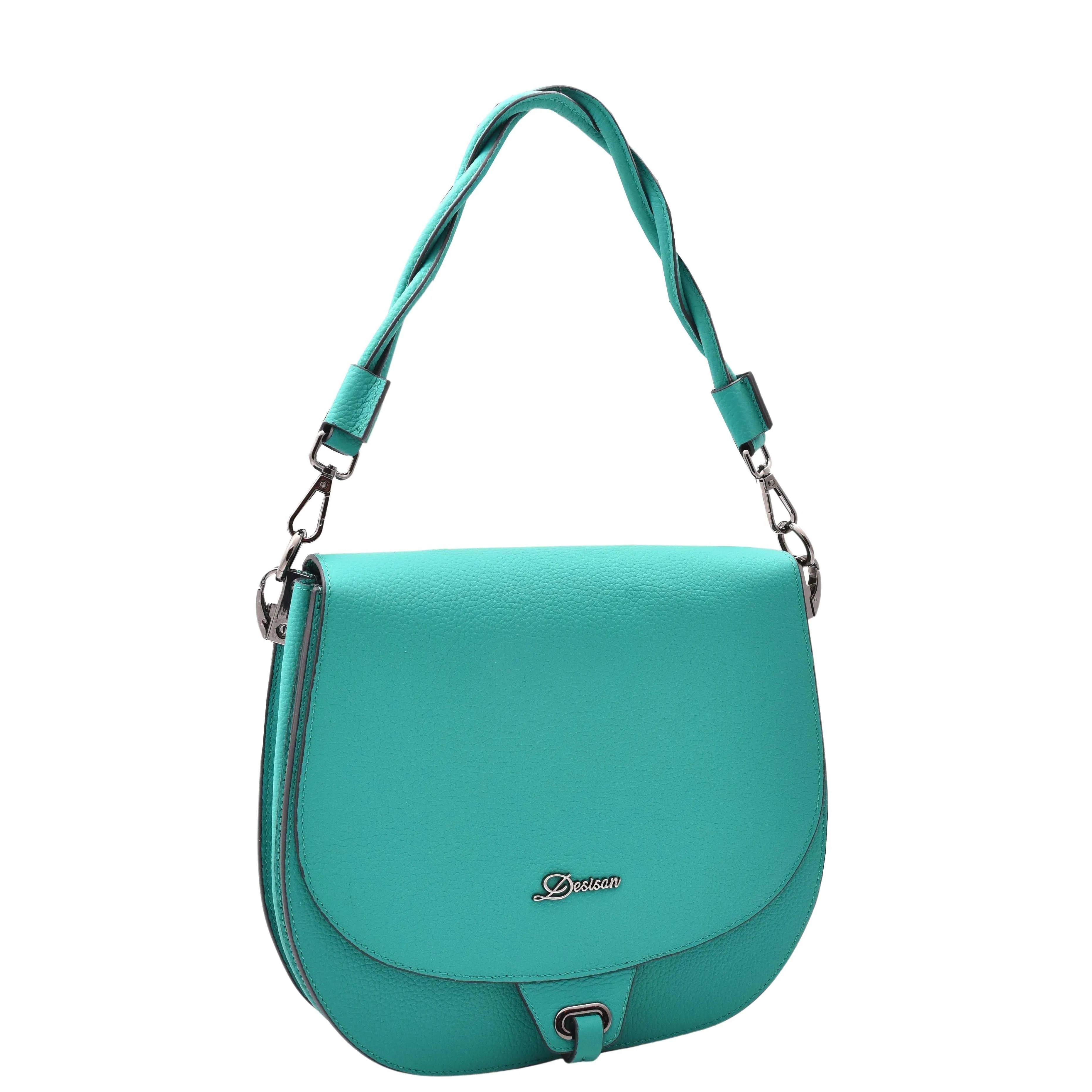 DR581 Women's Real Leather Twist Handle Shoulder Bag Green