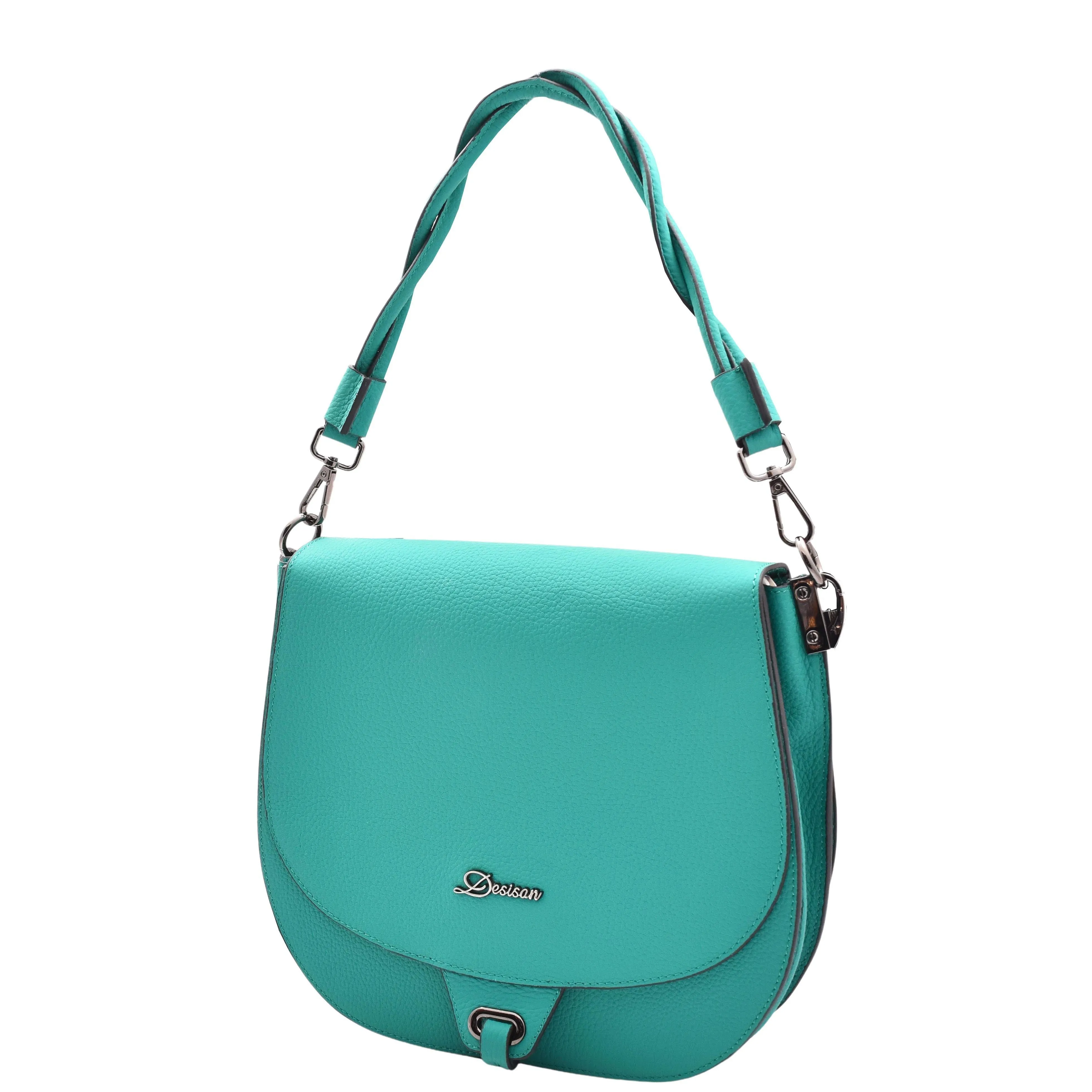 DR581 Women's Real Leather Twist Handle Shoulder Bag Green