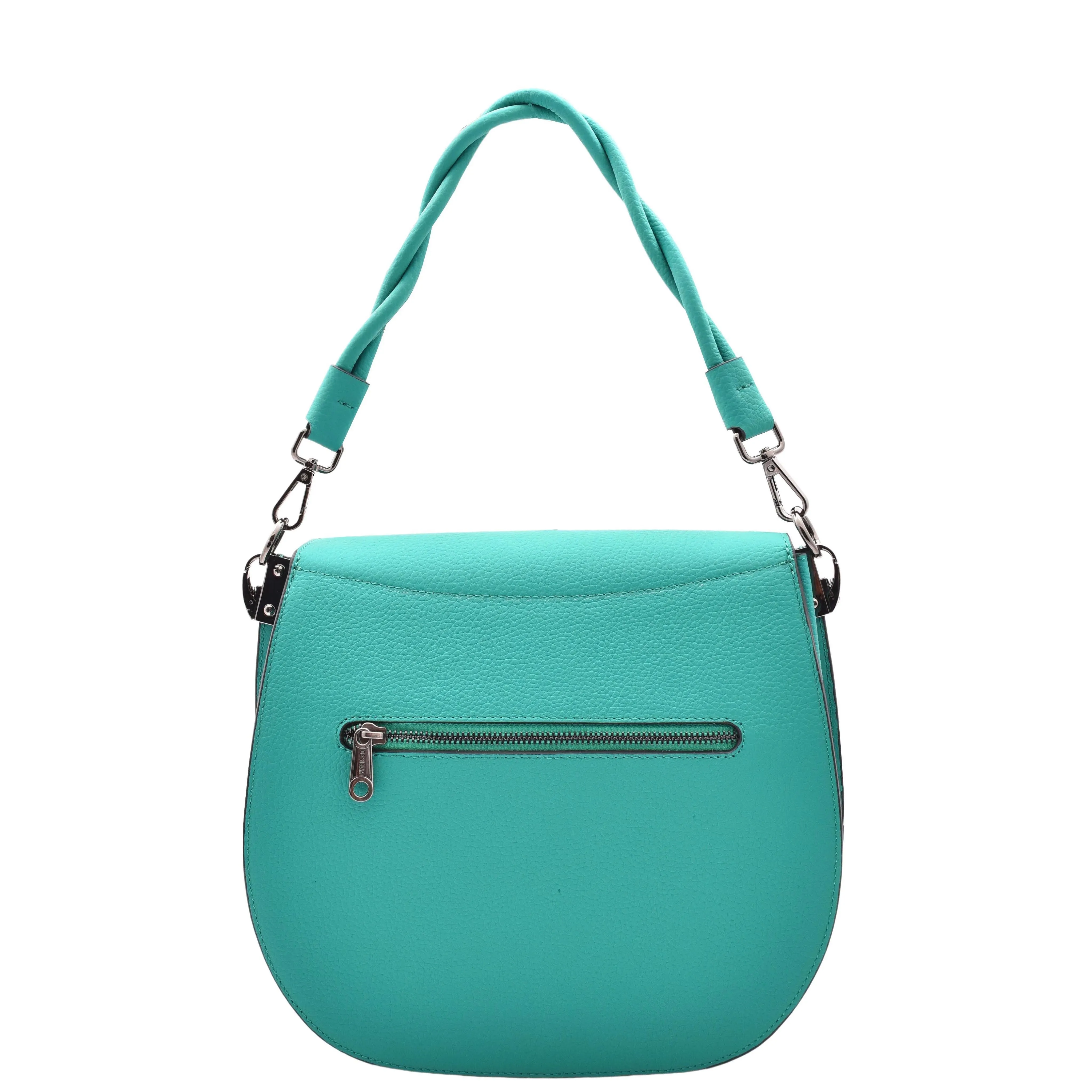 DR581 Women's Real Leather Twist Handle Shoulder Bag Green