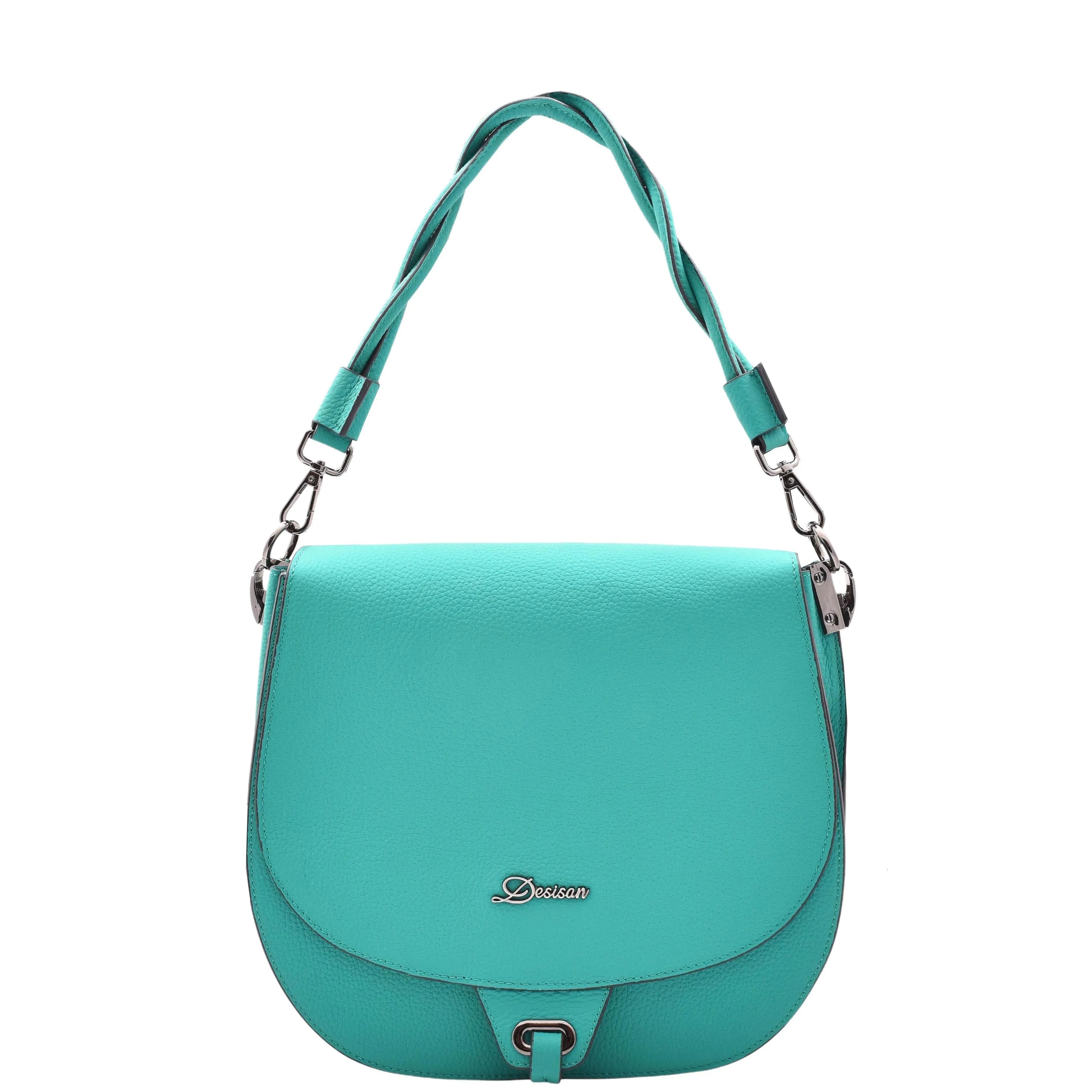 DR581 Women's Real Leather Twist Handle Shoulder Bag Green