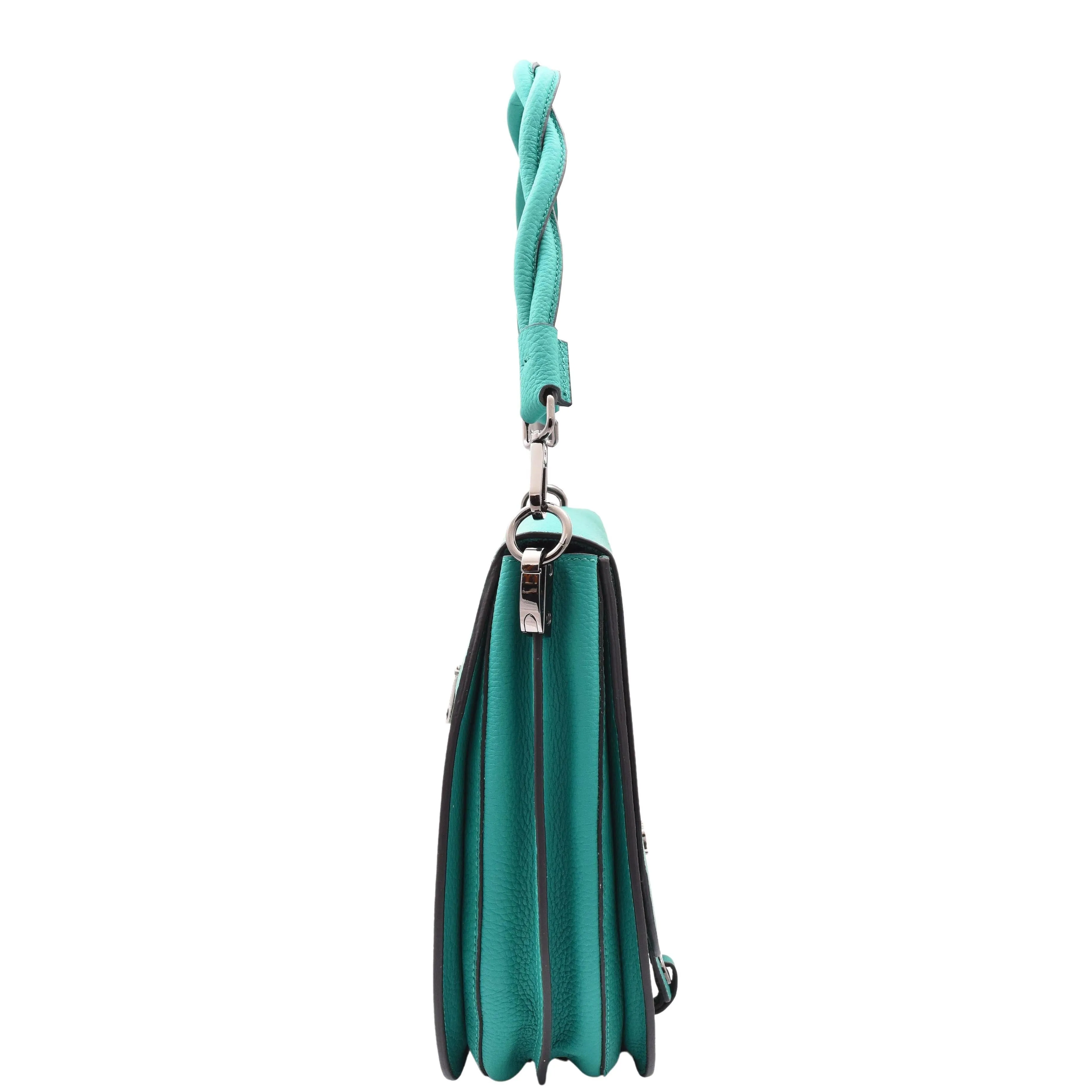 DR581 Women's Real Leather Twist Handle Shoulder Bag Green