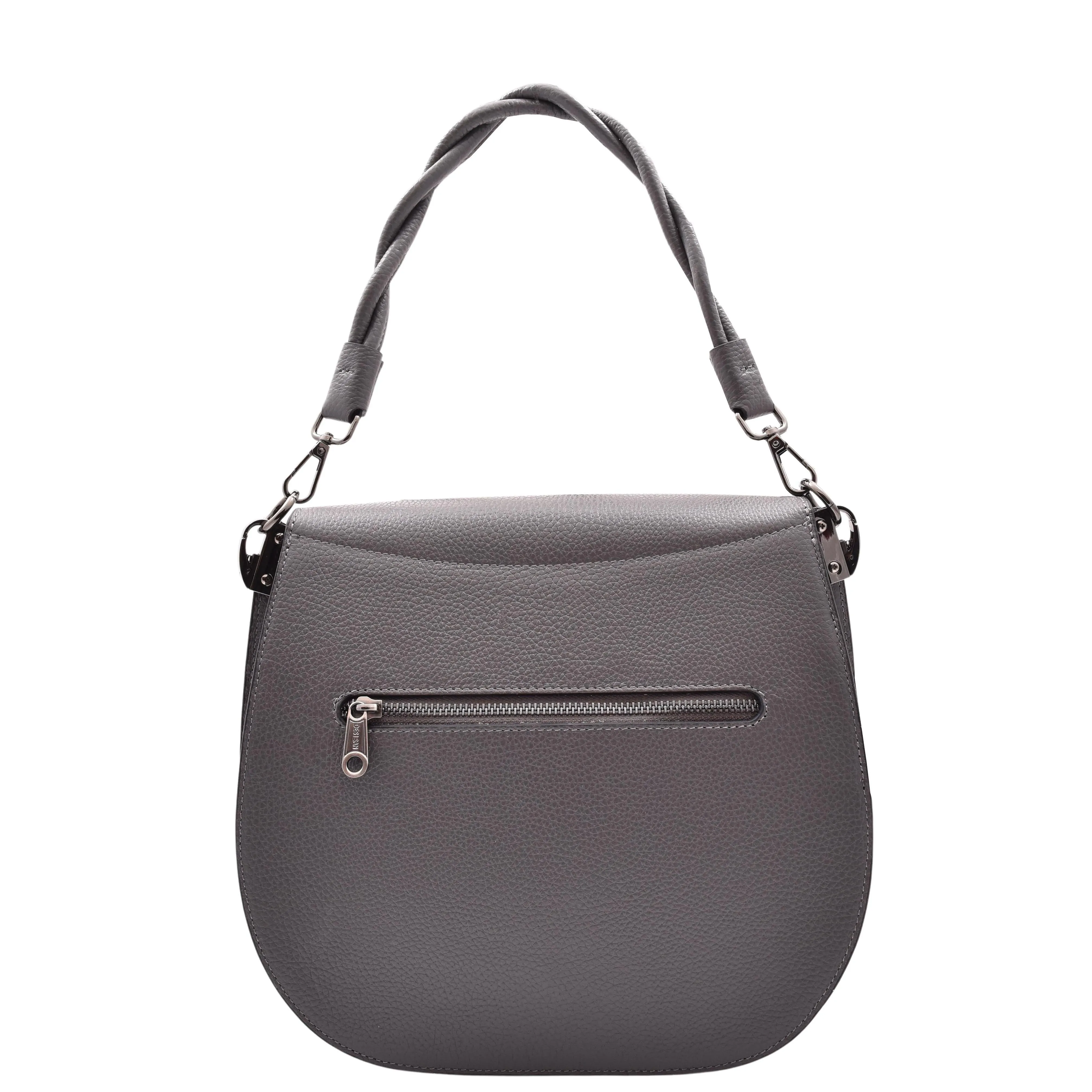 DR581 Women's Real Leather Twist Handle Shoulder Bag Grey