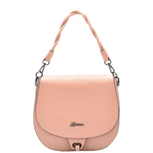 DR581 Women's Real Leather Twist Handle Shoulder Bag Rose