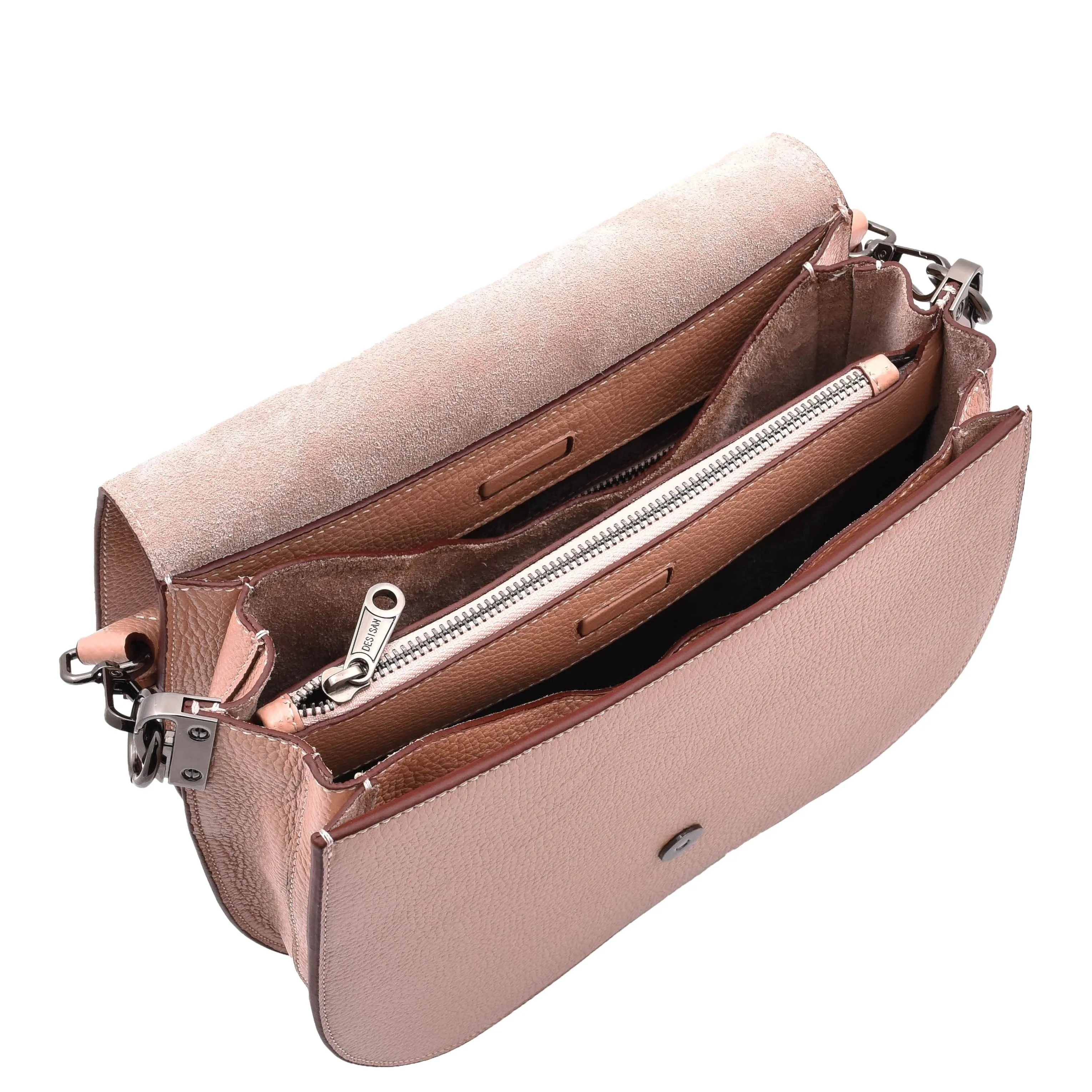 DR581 Women's Real Leather Twist Handle Shoulder Bag Rose