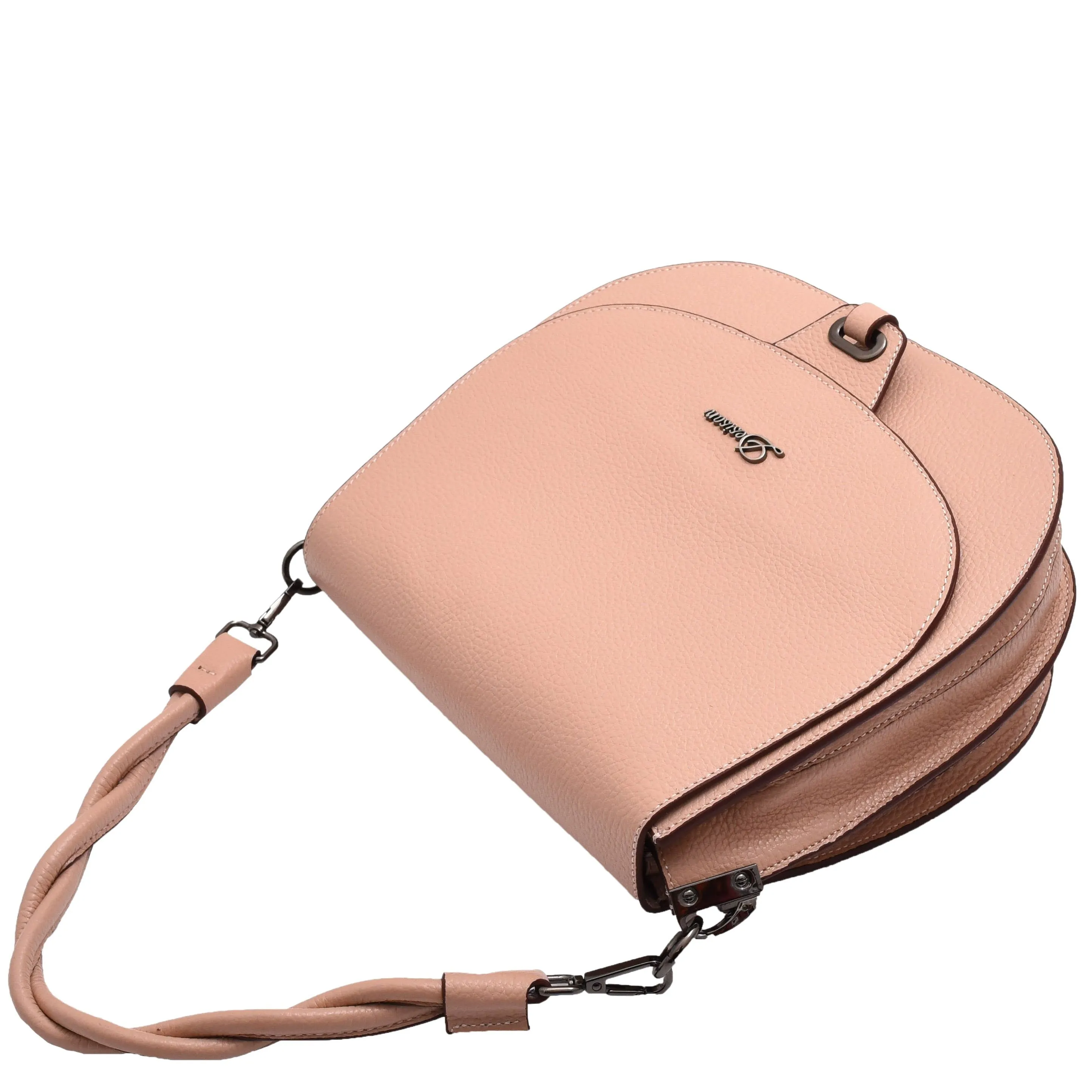 DR581 Women's Real Leather Twist Handle Shoulder Bag Rose