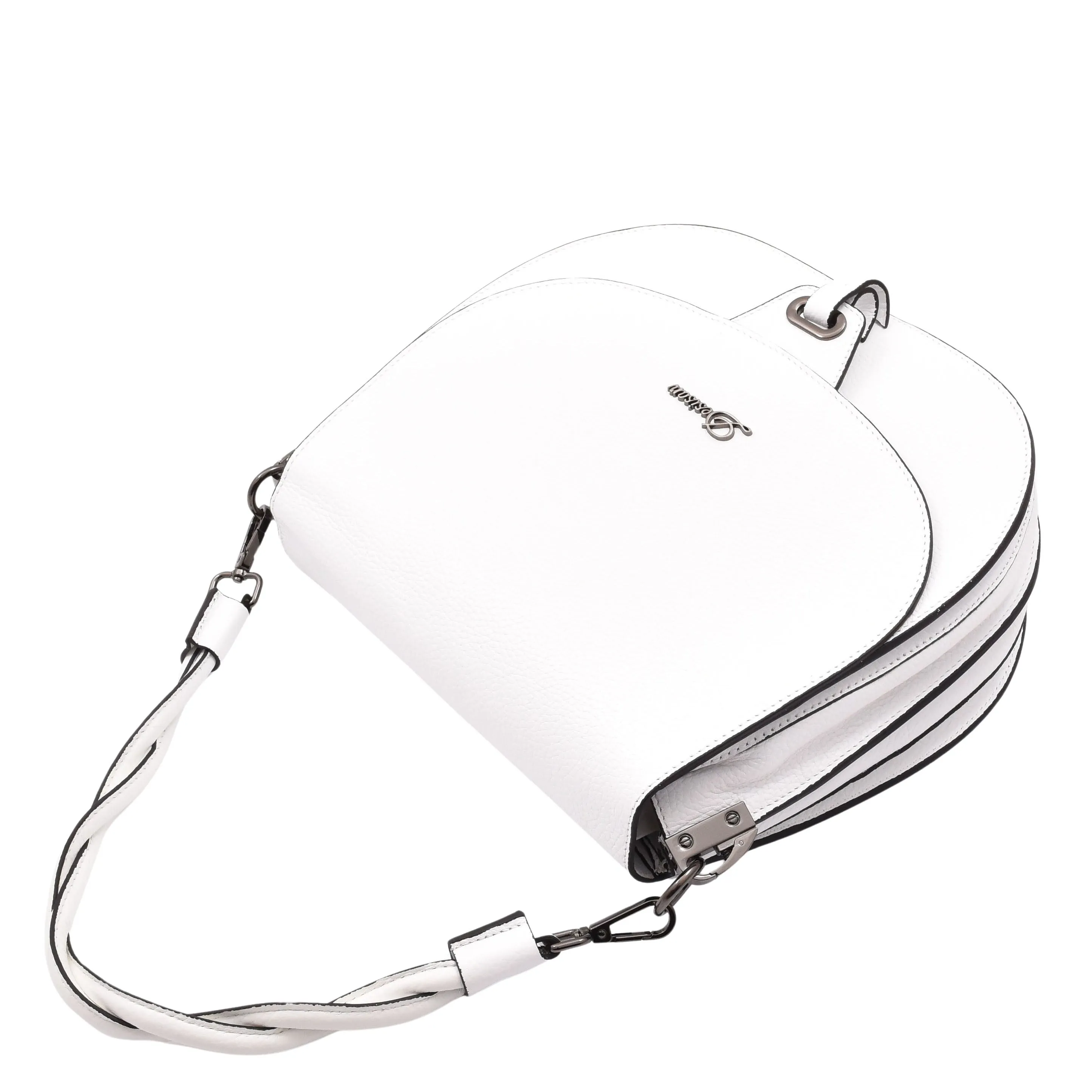 DR581 Women's Real Leather Twist Handle Shoulder Bag White