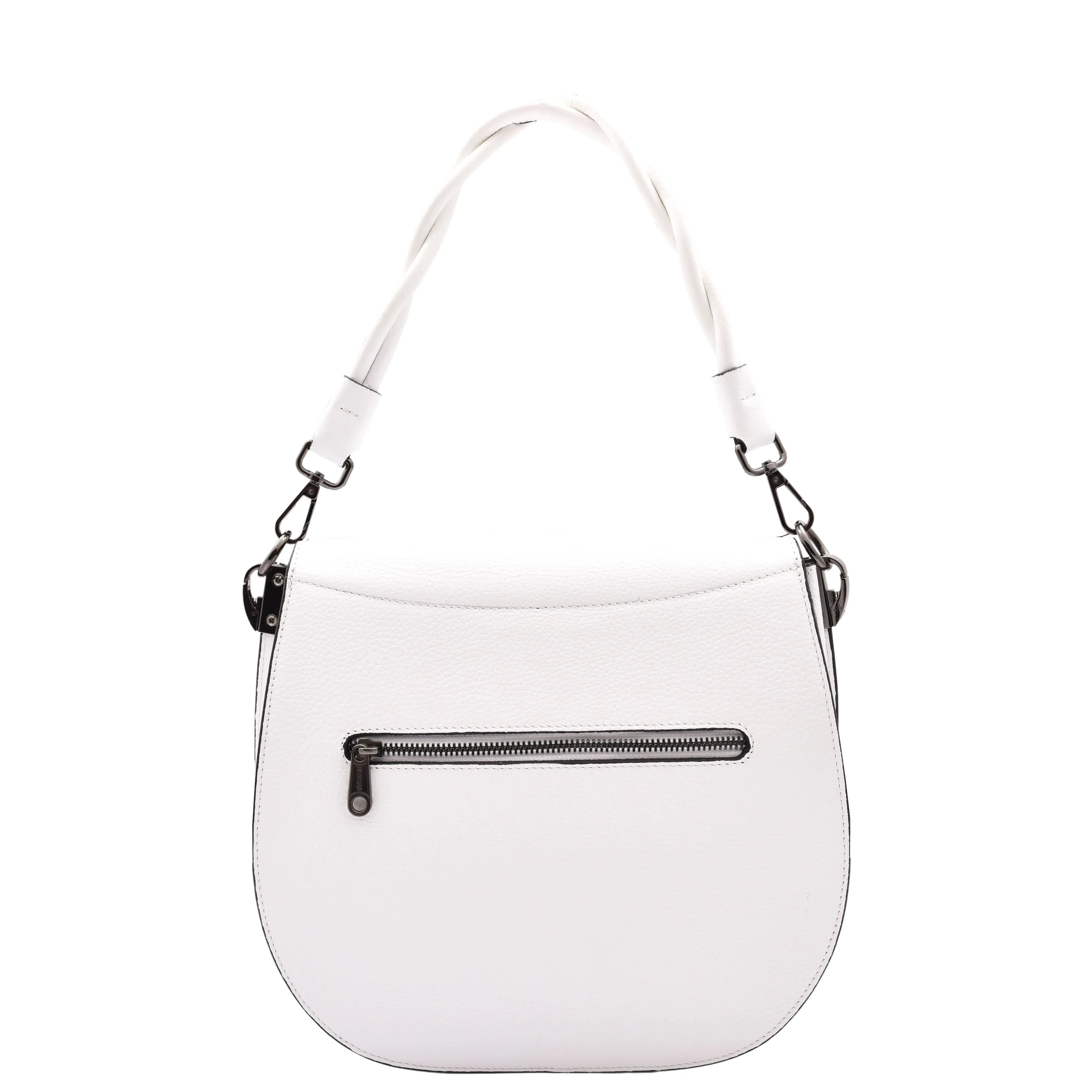 DR581 Women's Real Leather Twist Handle Shoulder Bag White
