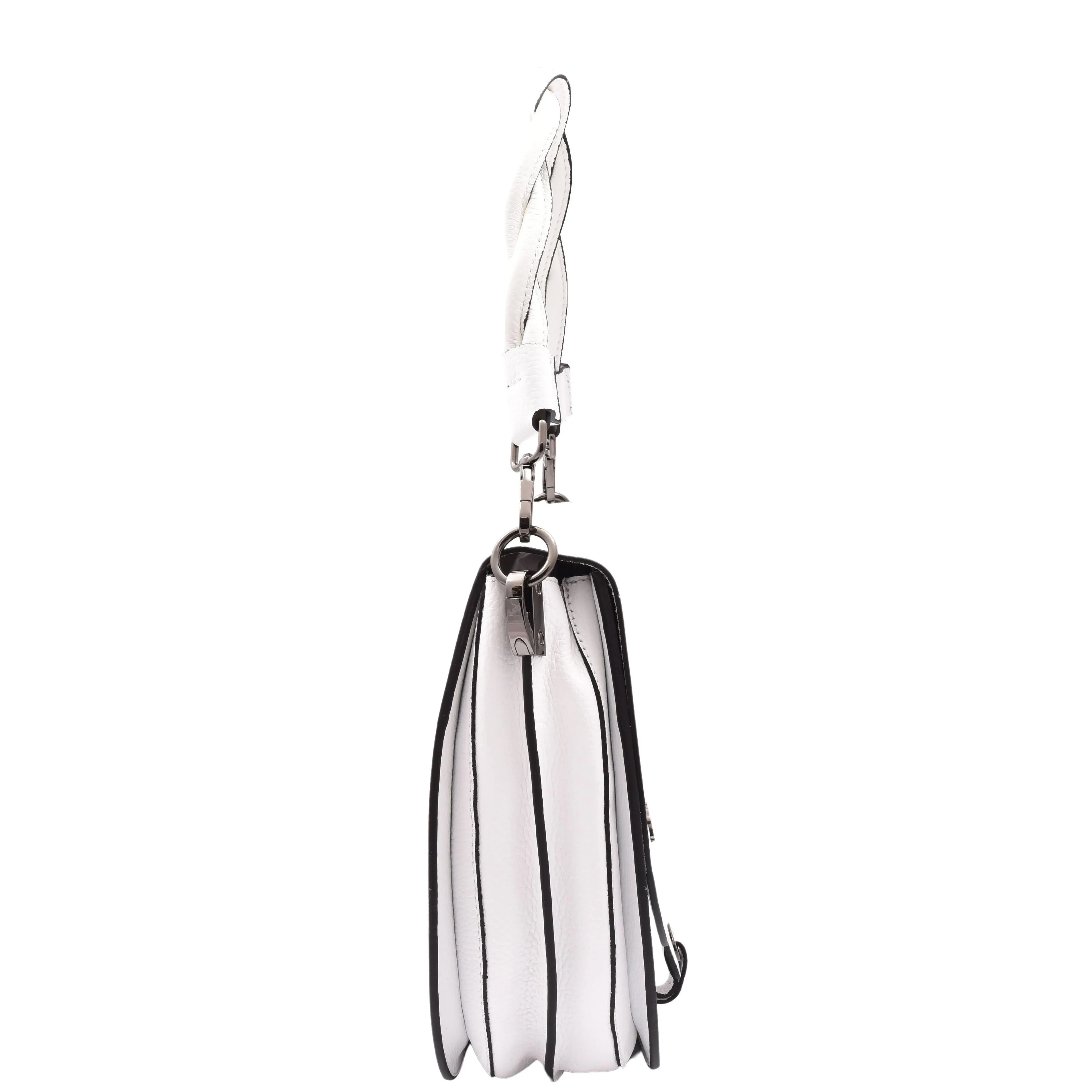 DR581 Women's Real Leather Twist Handle Shoulder Bag White
