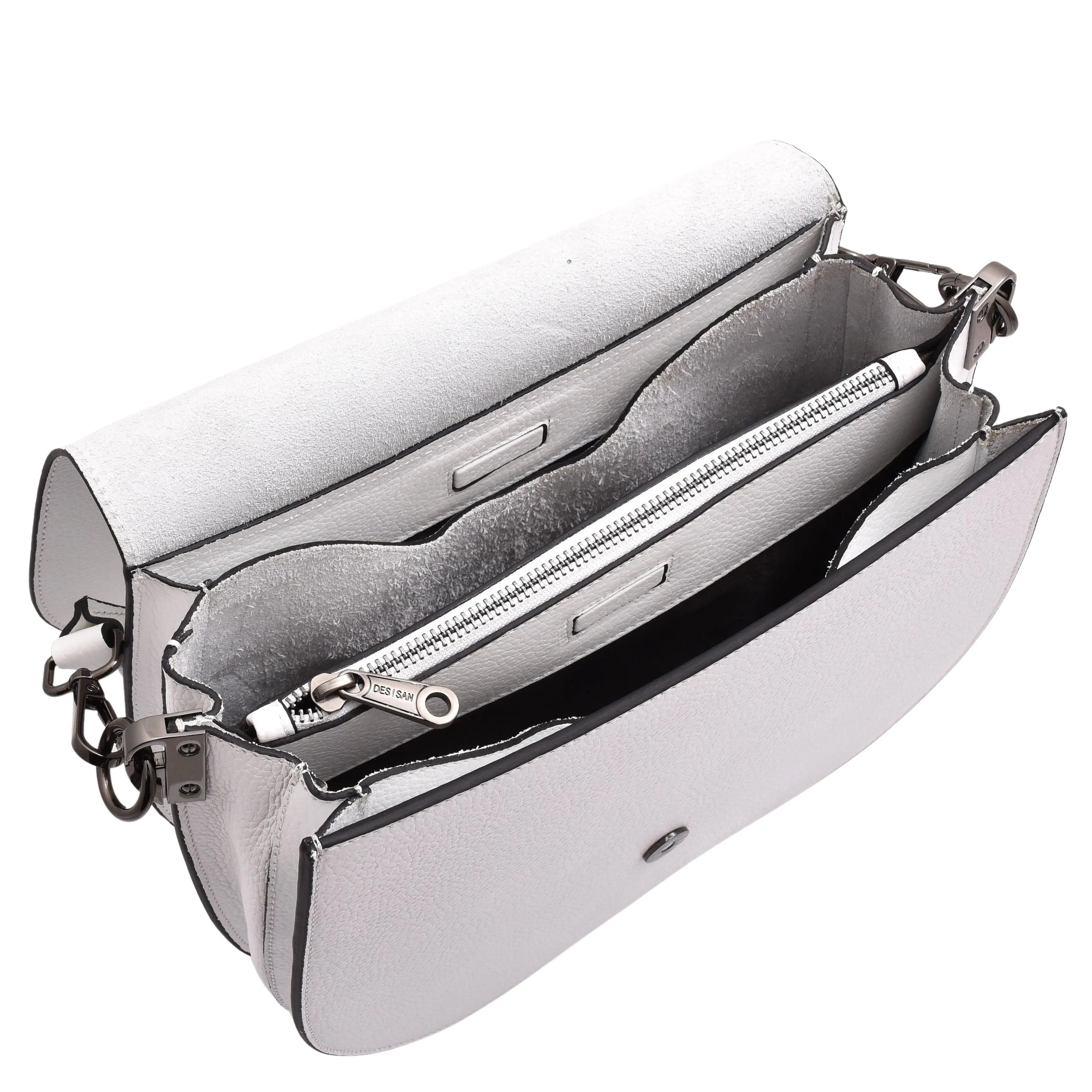 DR581 Women's Real Leather Twist Handle Shoulder Bag White