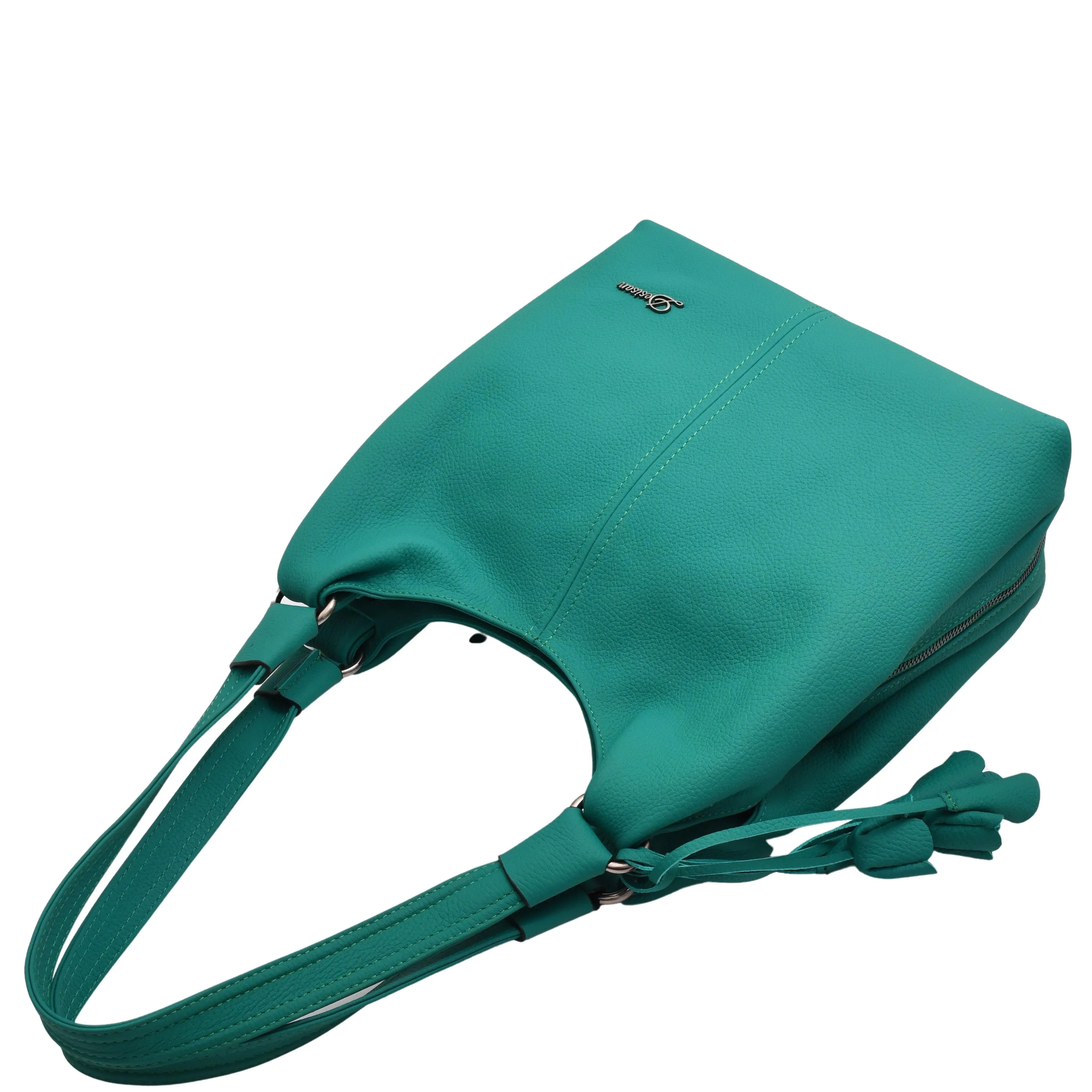 DR583 Women's Large Leather Hobo Bag With Zip Opening Green