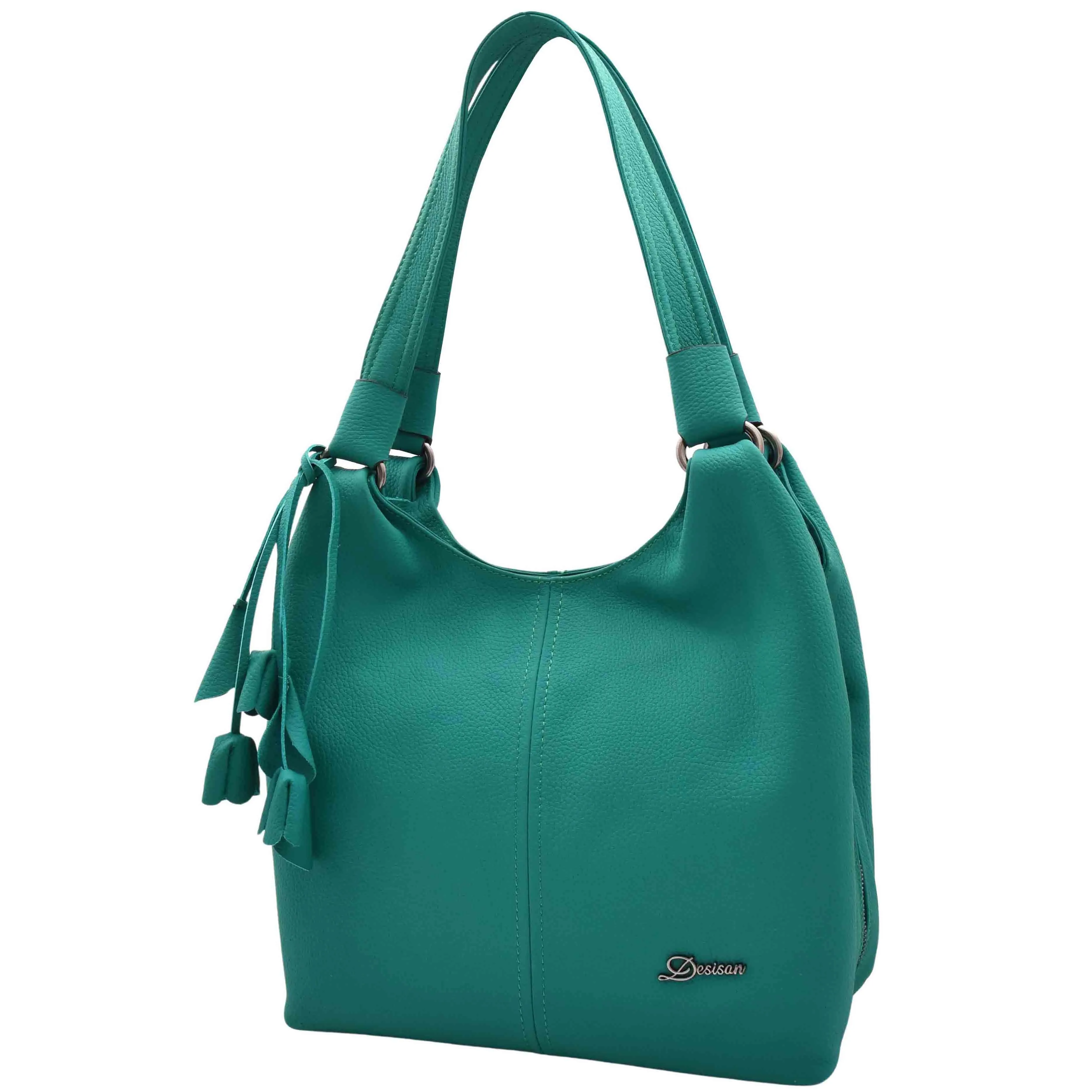 DR583 Women's Large Leather Hobo Bag With Zip Opening Green