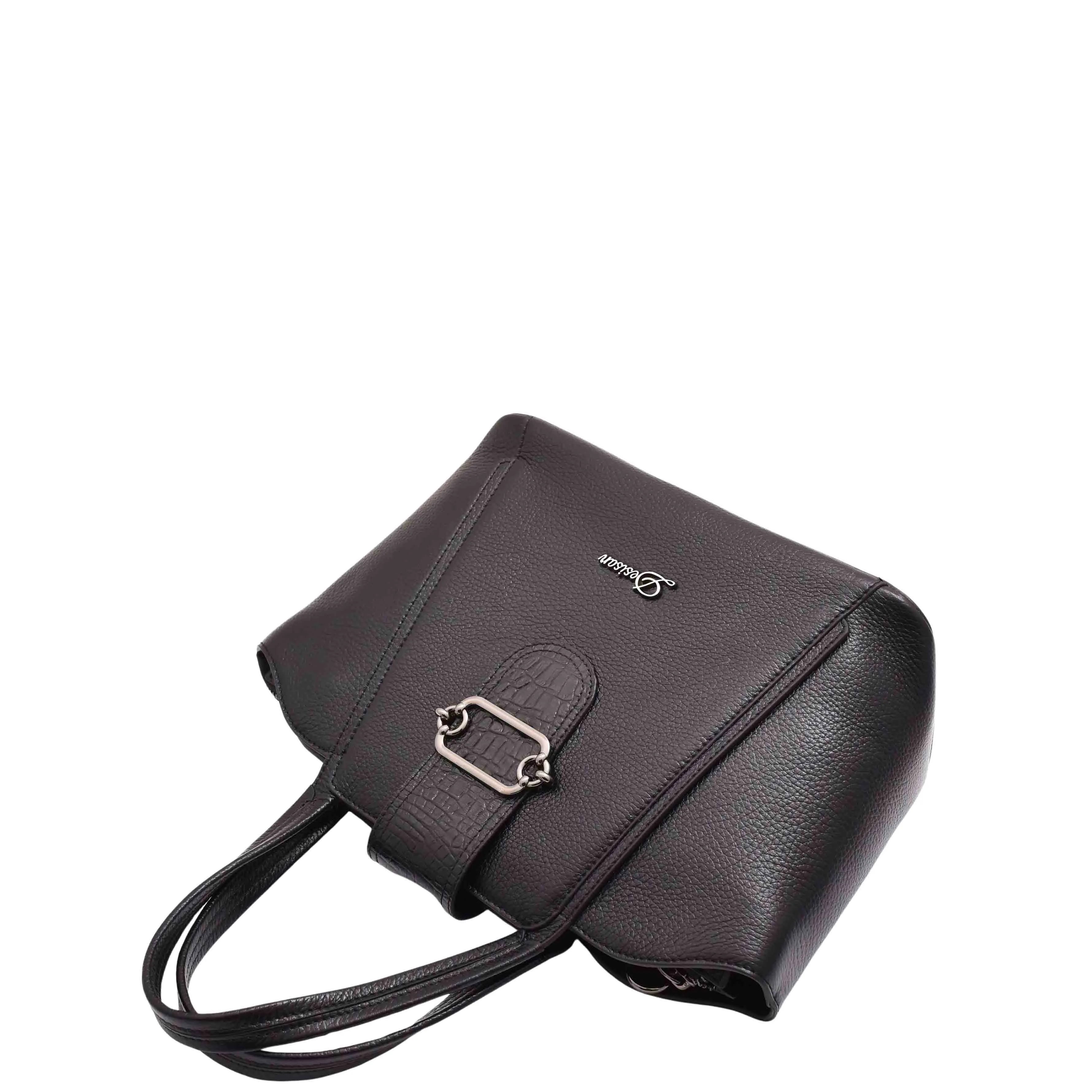DR586 Women's Stylish Leather Adjustable Strap Handbag Black