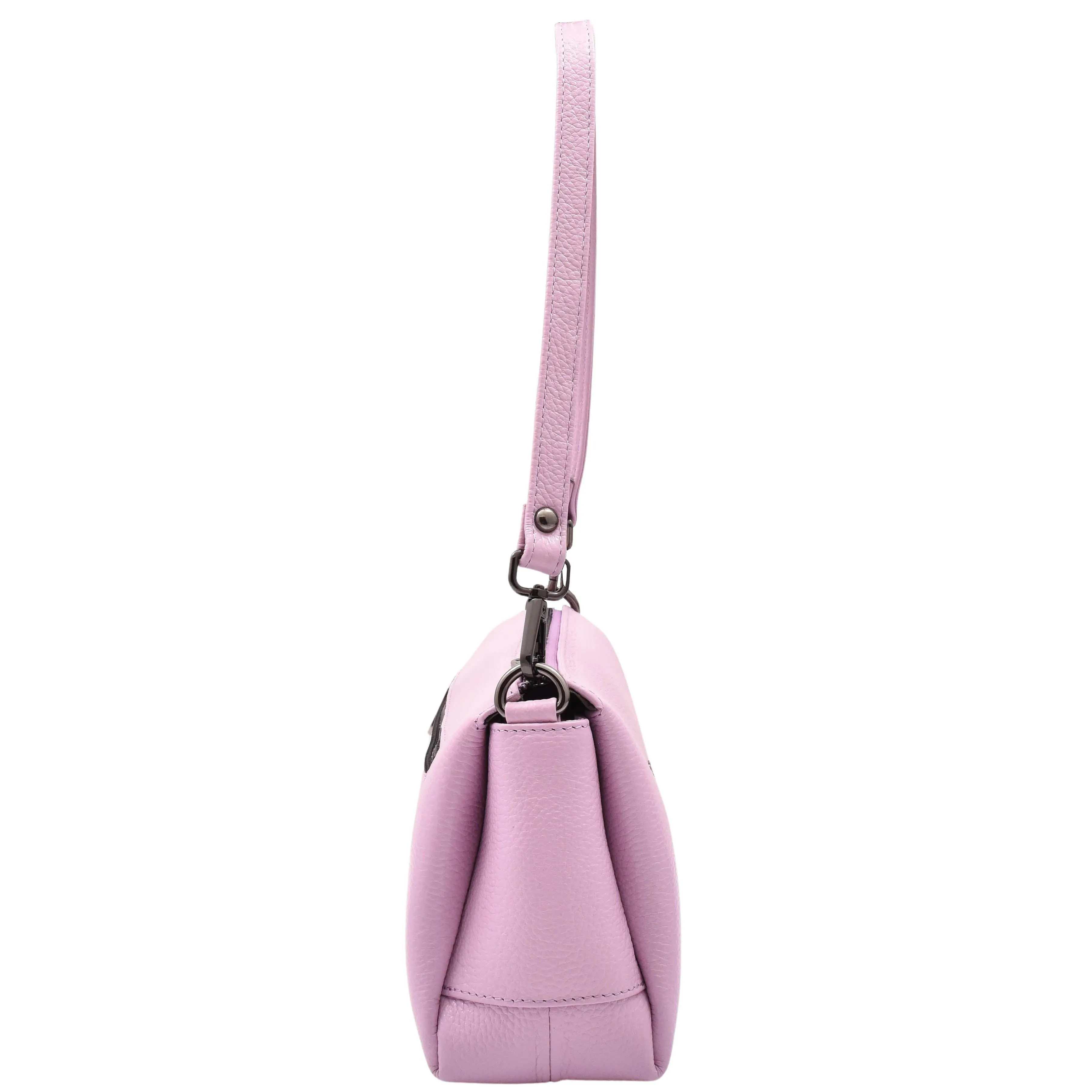 DR597 Women's Genuine Leather Small Zip Handbag Shoulder Bag Lilac