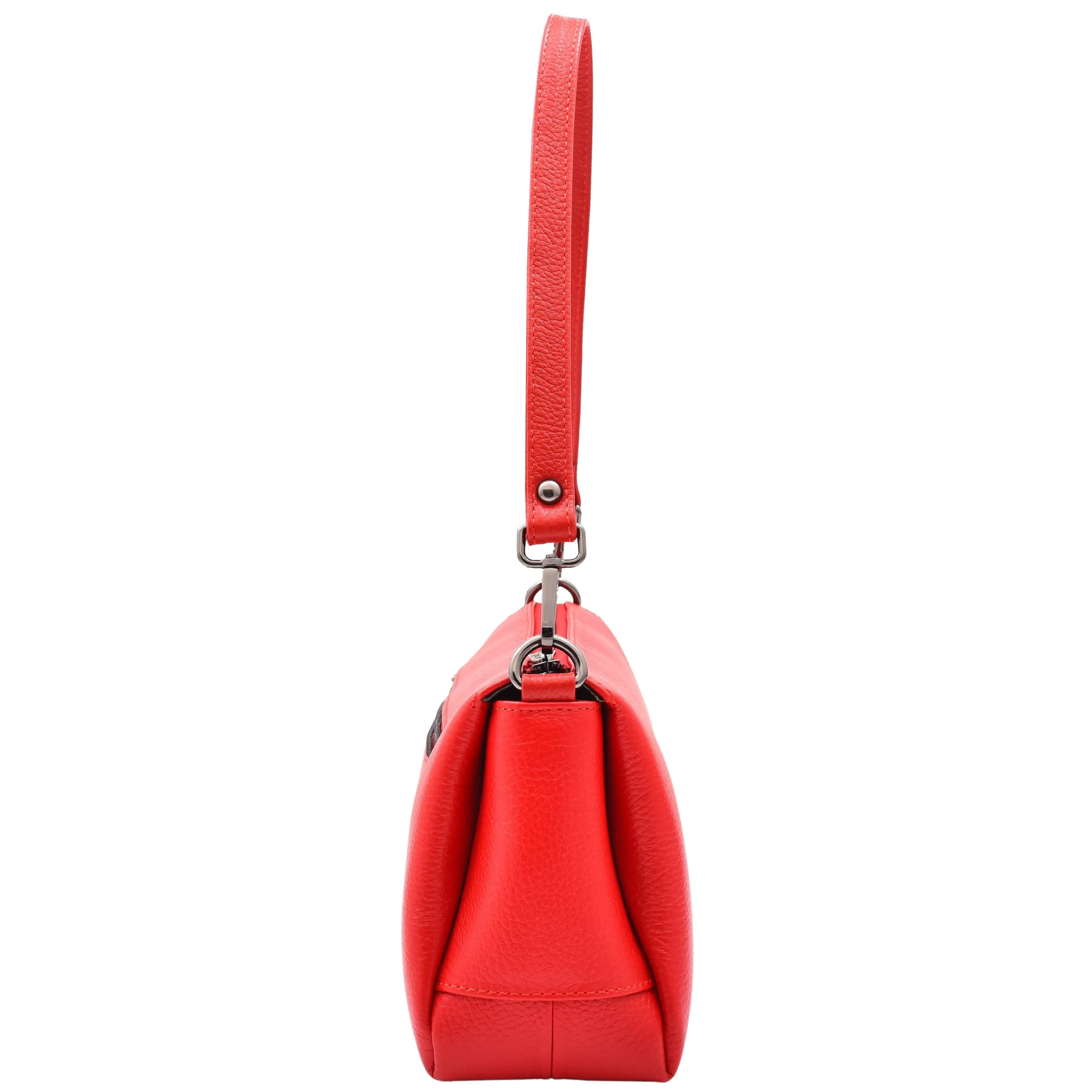DR597 Women's Genuine Leather Small Zip Handbag Shoulder Bag Red