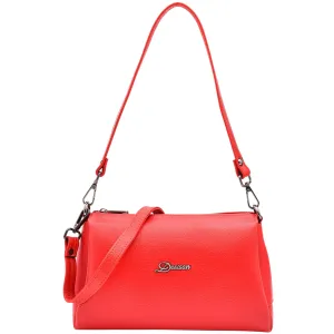DR597 Women's Genuine Leather Small Zip Handbag Shoulder Bag Red