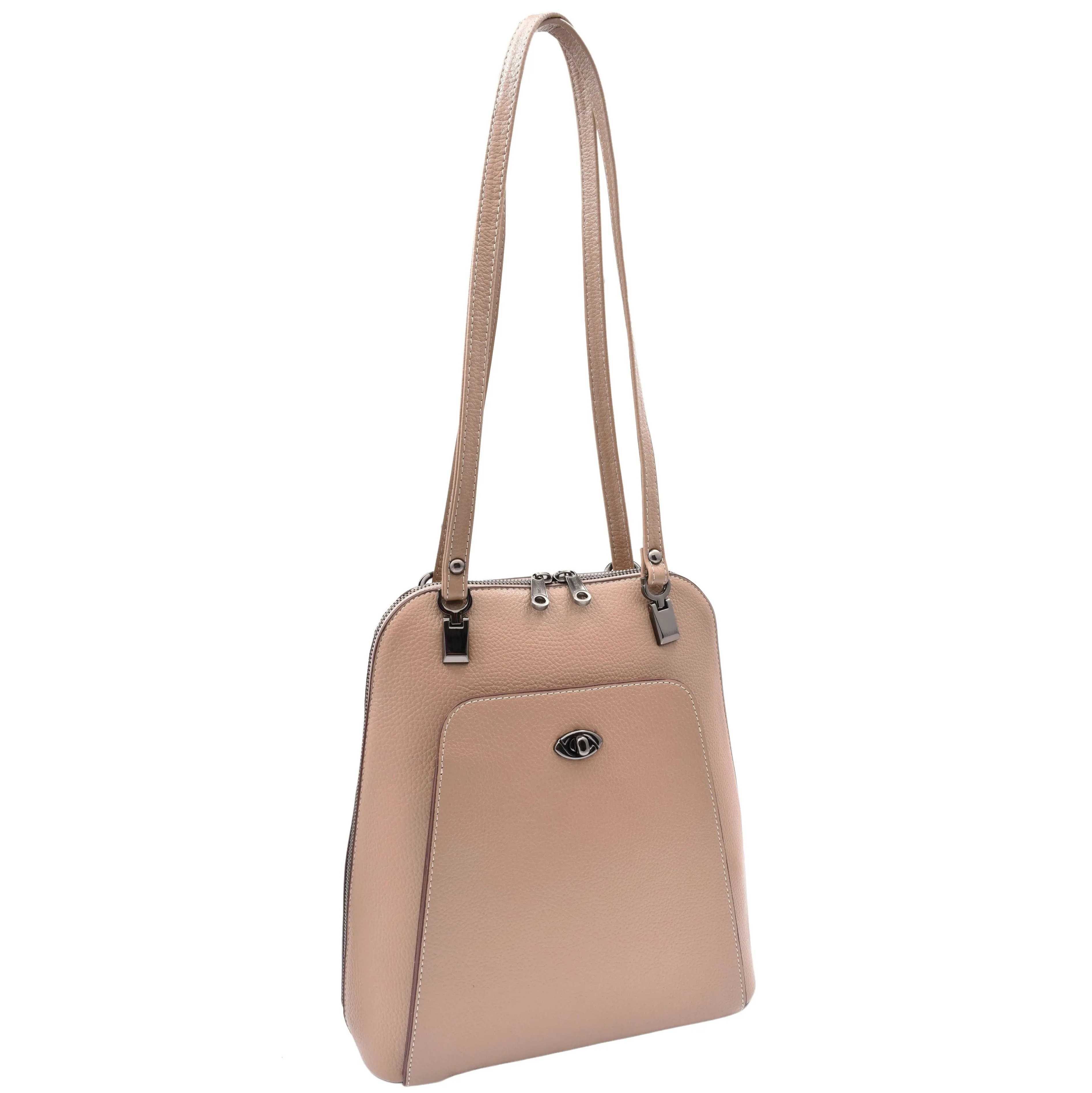DR615 Women's Backpack Style Leather Shoulder Bag Taupe
