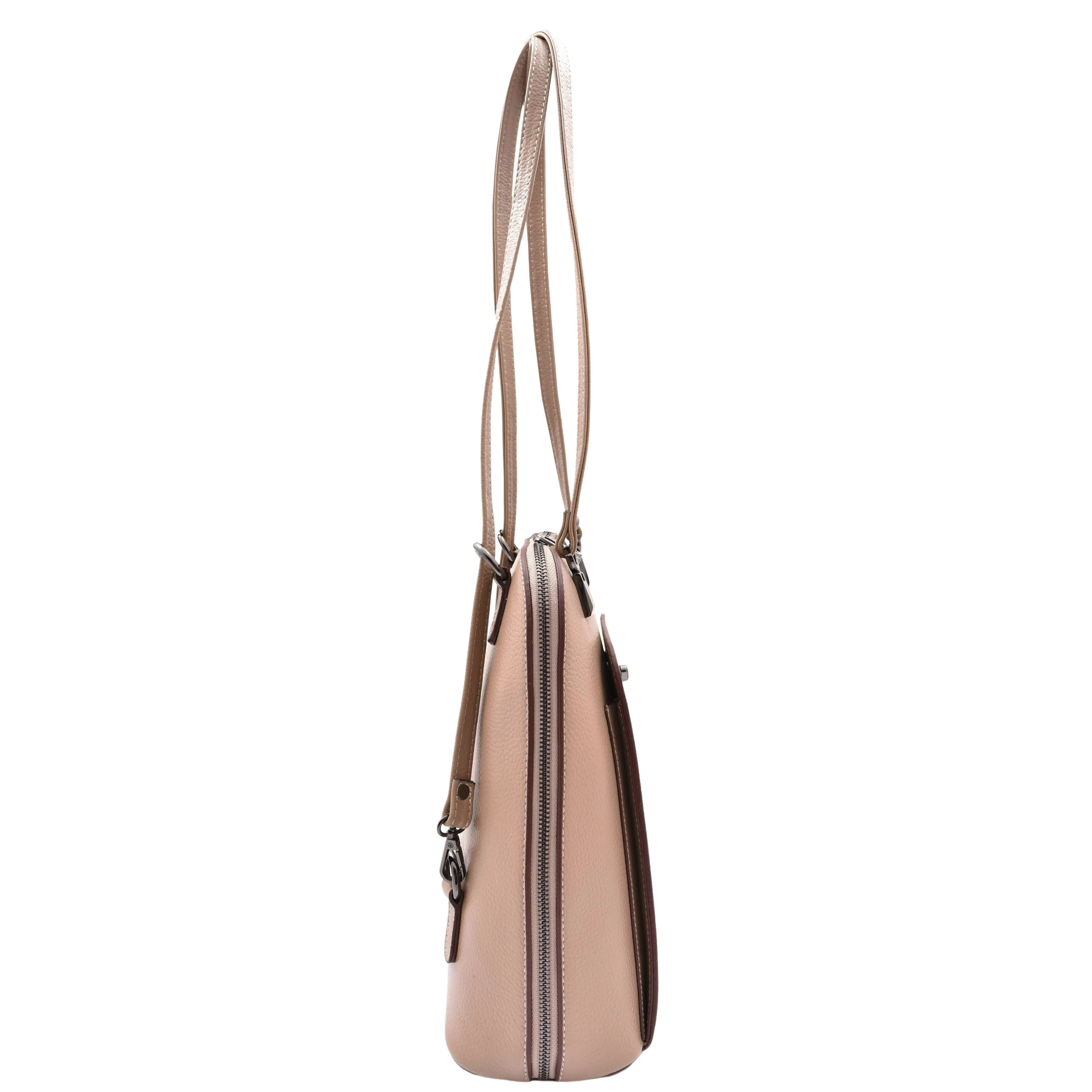 DR615 Women's Backpack Style Leather Shoulder Bag Taupe