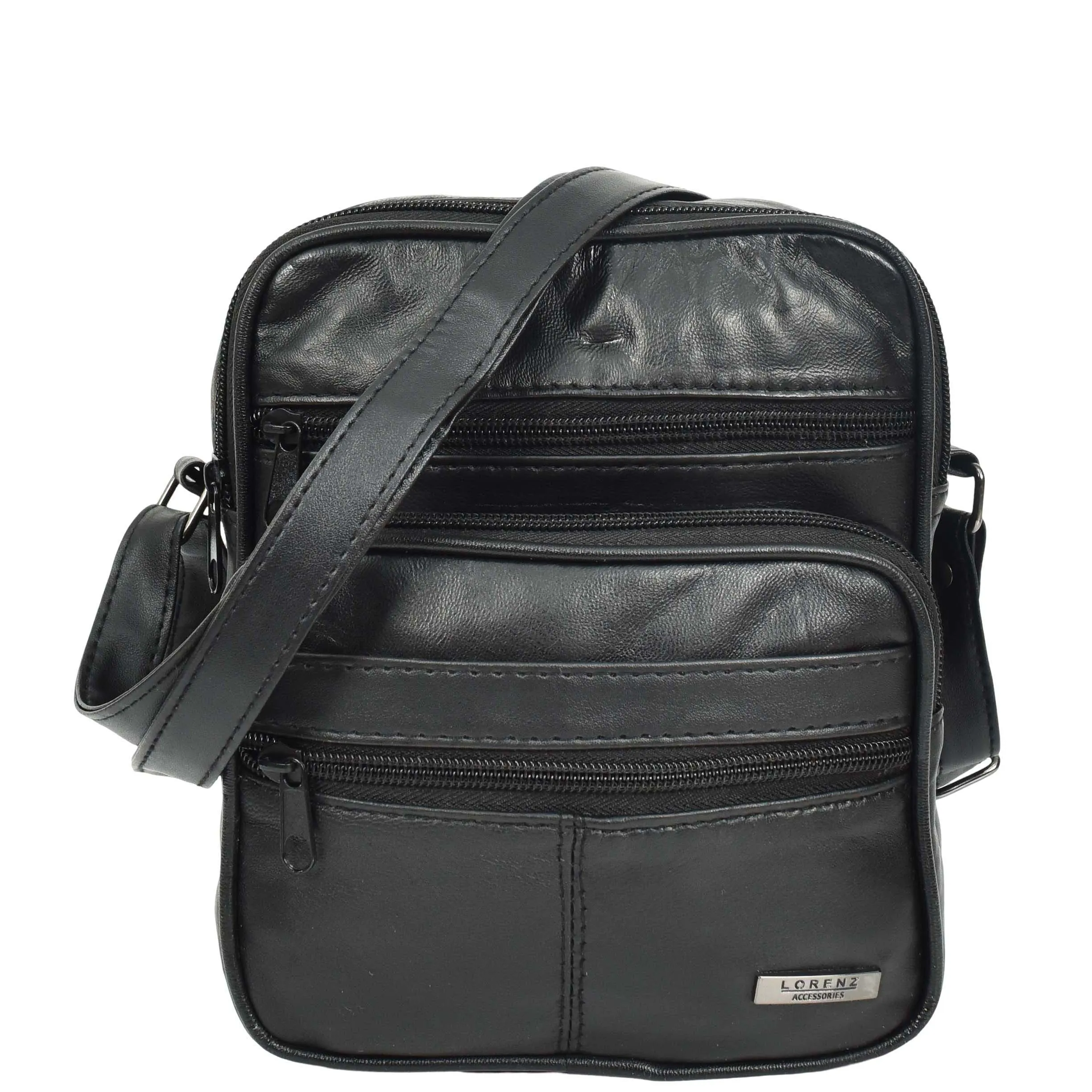 DR648 Men's Leather Cross Body Bag Messenger Pouch Black