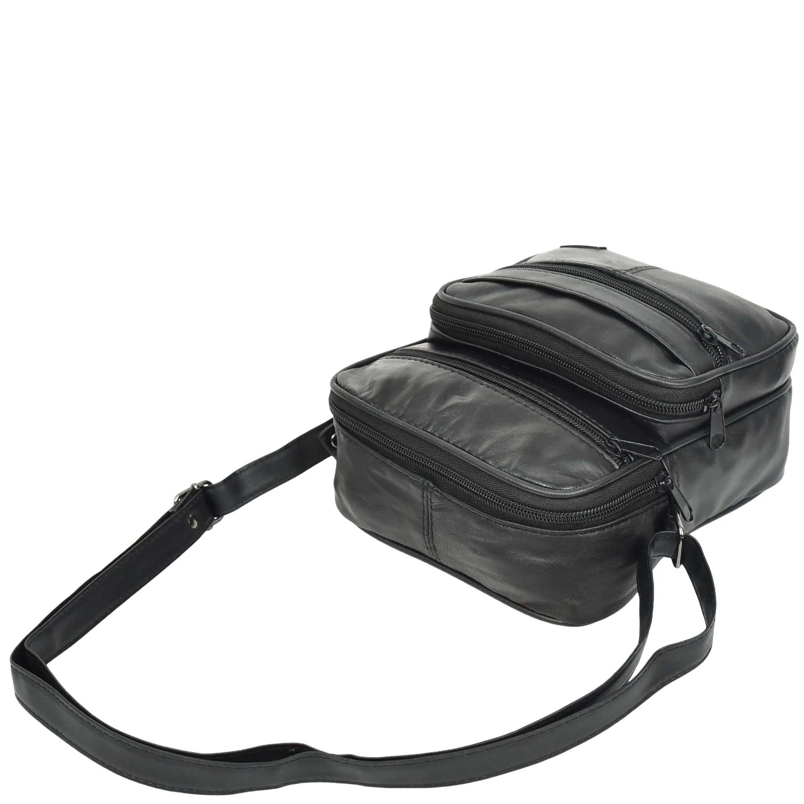 DR648 Men's Leather Cross Body Bag Messenger Pouch Black