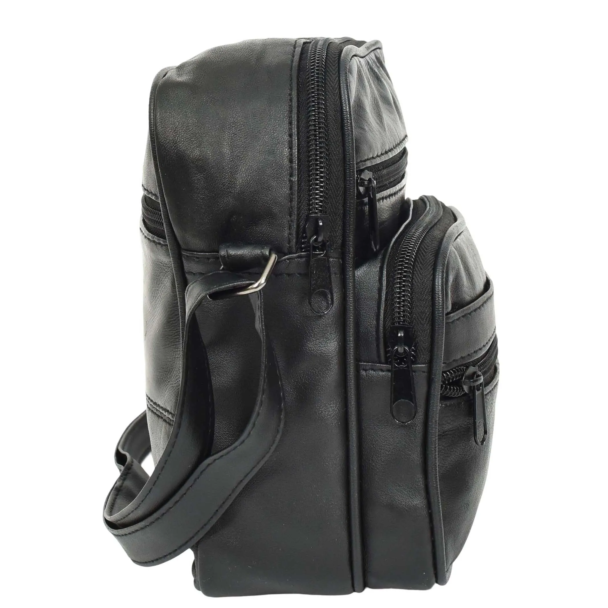 DR648 Men's Leather Cross Body Bag Messenger Pouch Black