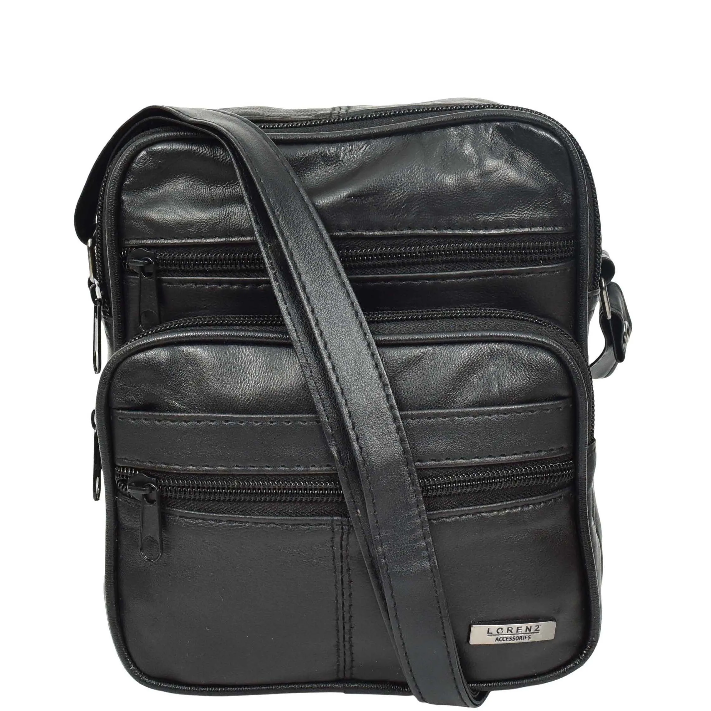DR648 Men's Leather Cross Body Bag Messenger Pouch Black