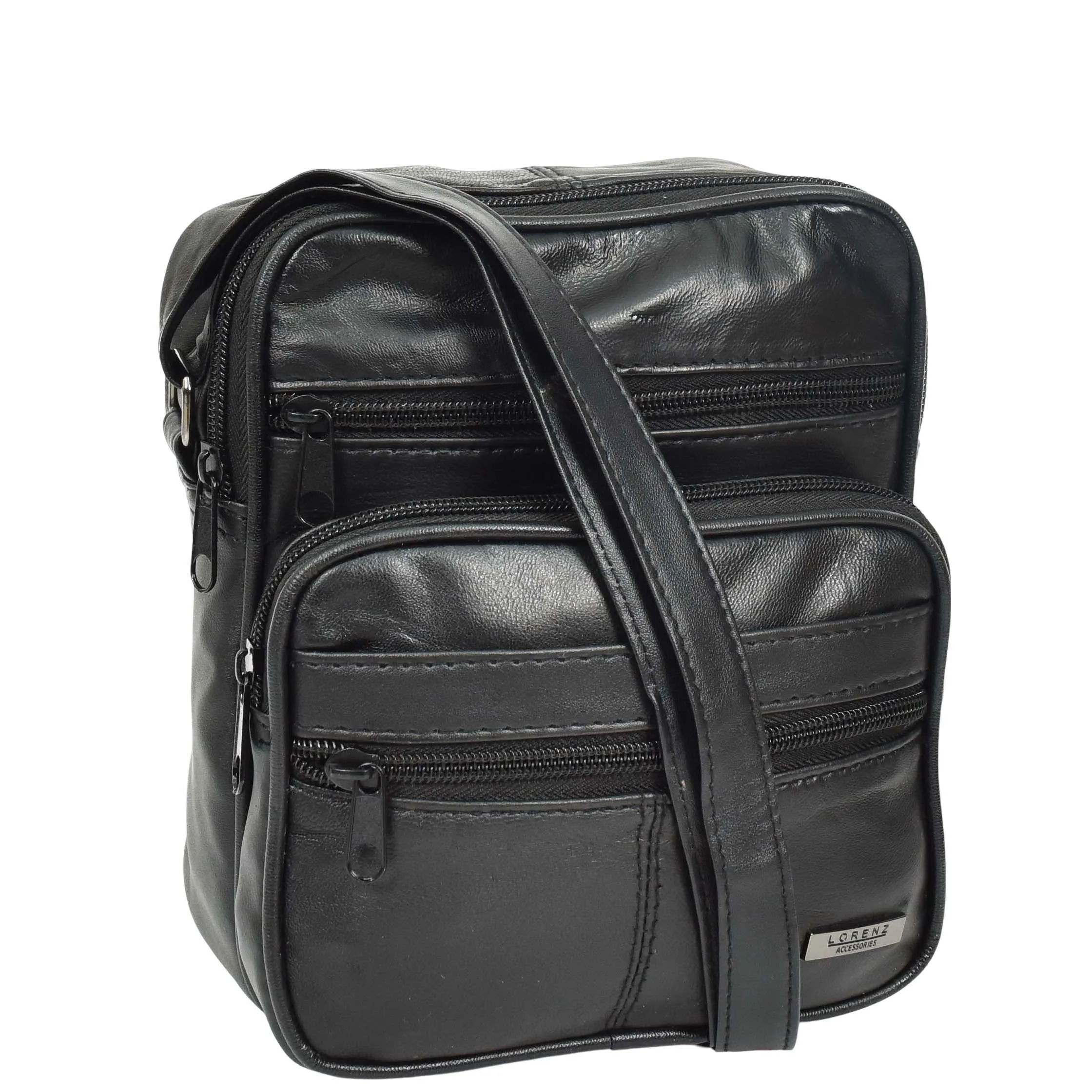 DR648 Men's Leather Cross Body Bag Messenger Pouch Black