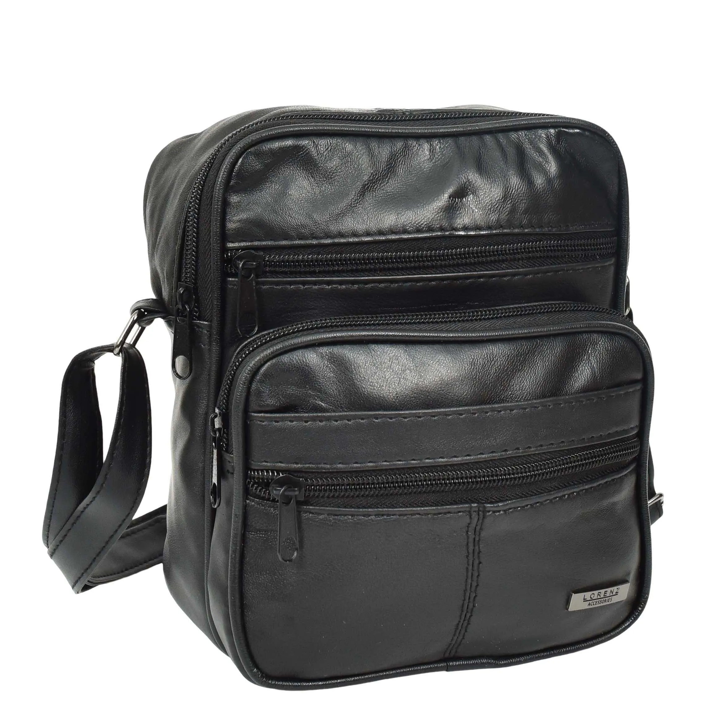 DR648 Men's Leather Cross Body Bag Messenger Pouch Black