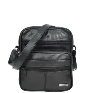 DR648 Men's Leather Cross Body Bag Messenger Pouch Black