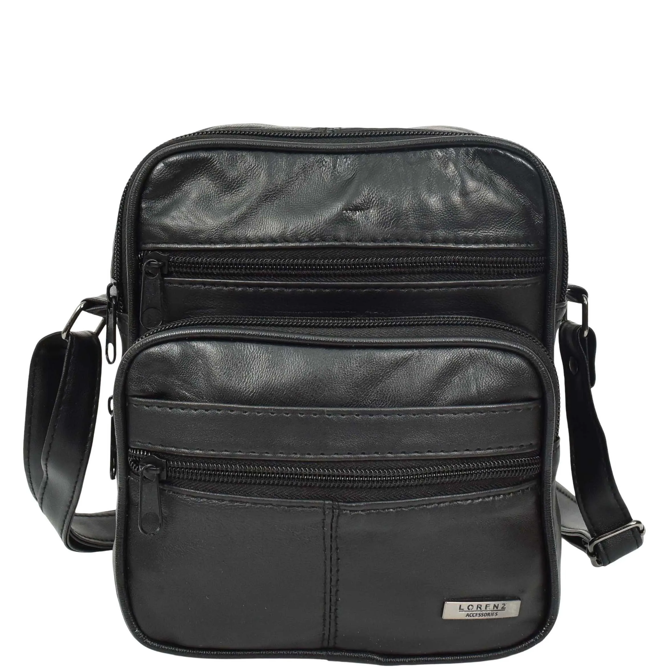 DR648 Men's Leather Cross Body Bag Messenger Pouch Black