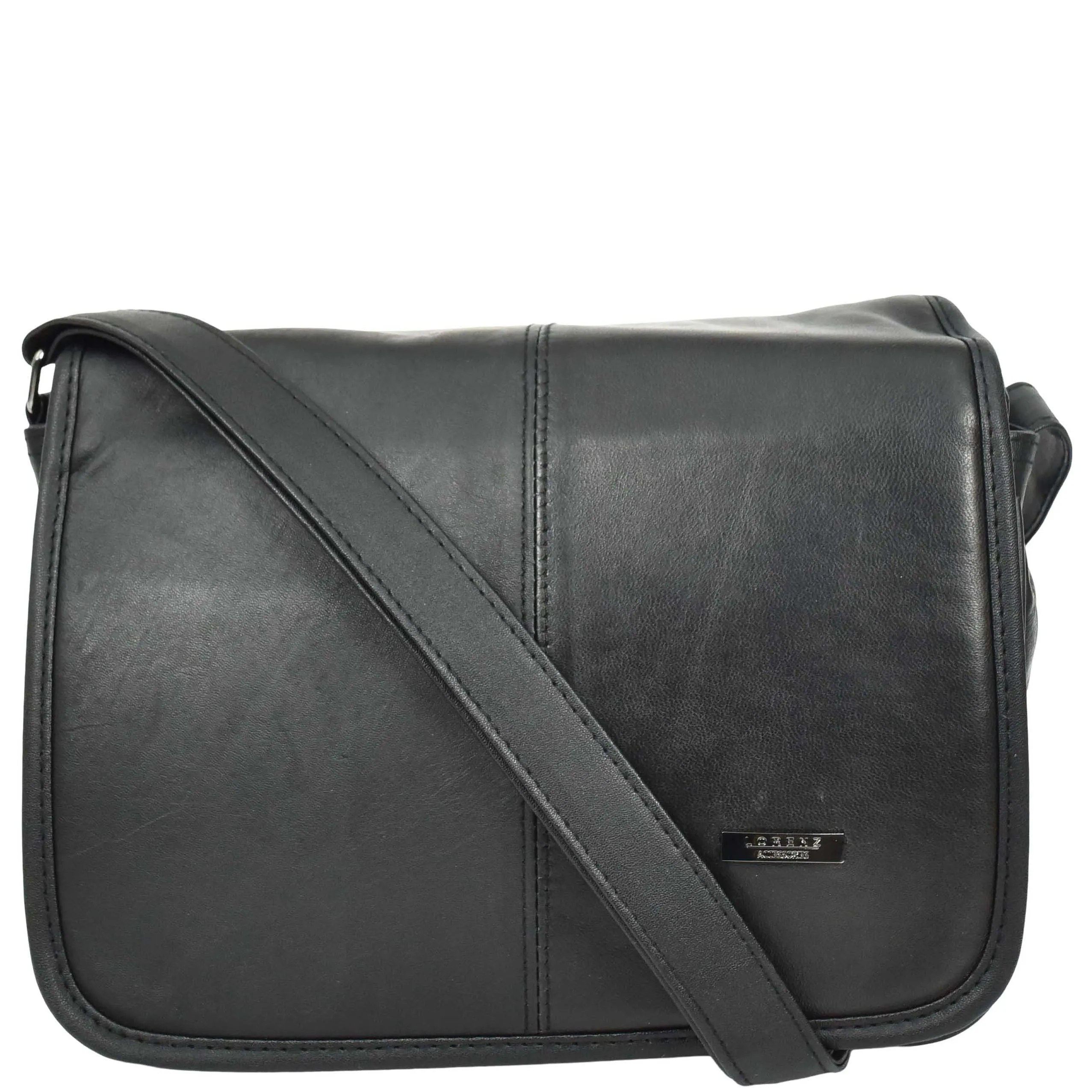 DR649 Women's Soft Leather Medium Cross Body Messenger Bag Black